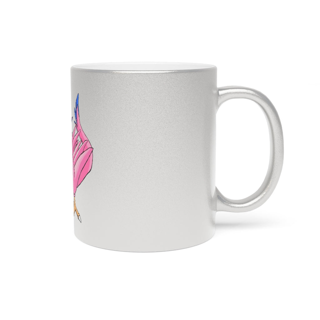 Flaremyu Metallic Mug in Gold and Silver finishes, showcasing personalized designs and a comfortable C-handle.