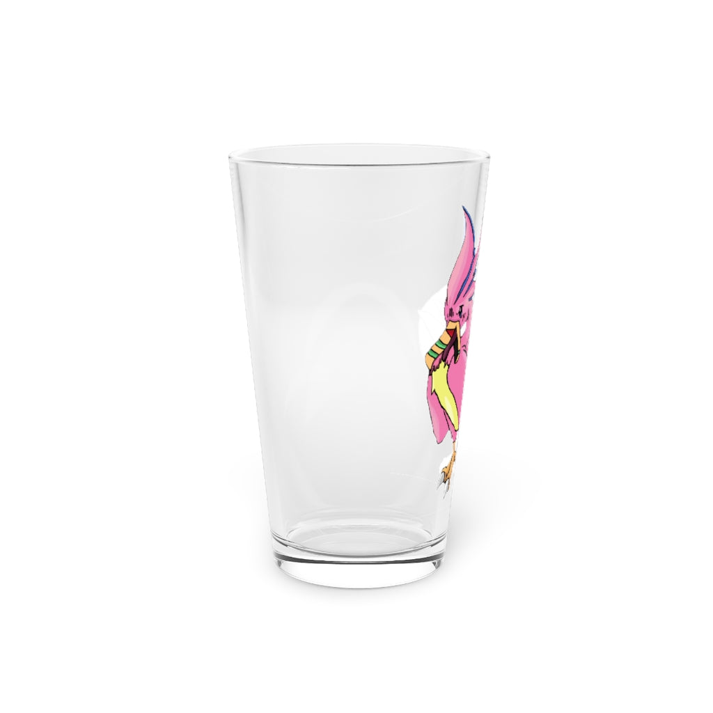 Flaremyu Pint Glass, 16oz, clear glass with custom printed design, perfect for beverages.