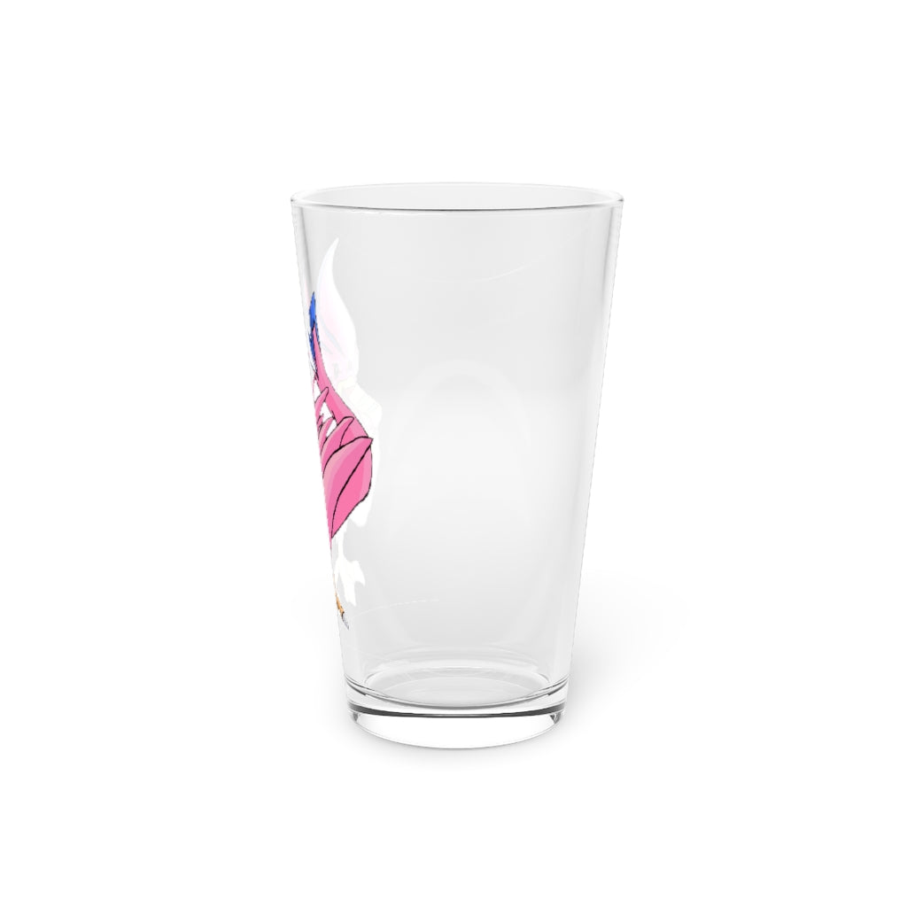 Flaremyu Pint Glass, 16oz, clear glass with custom printed design, perfect for beverages.