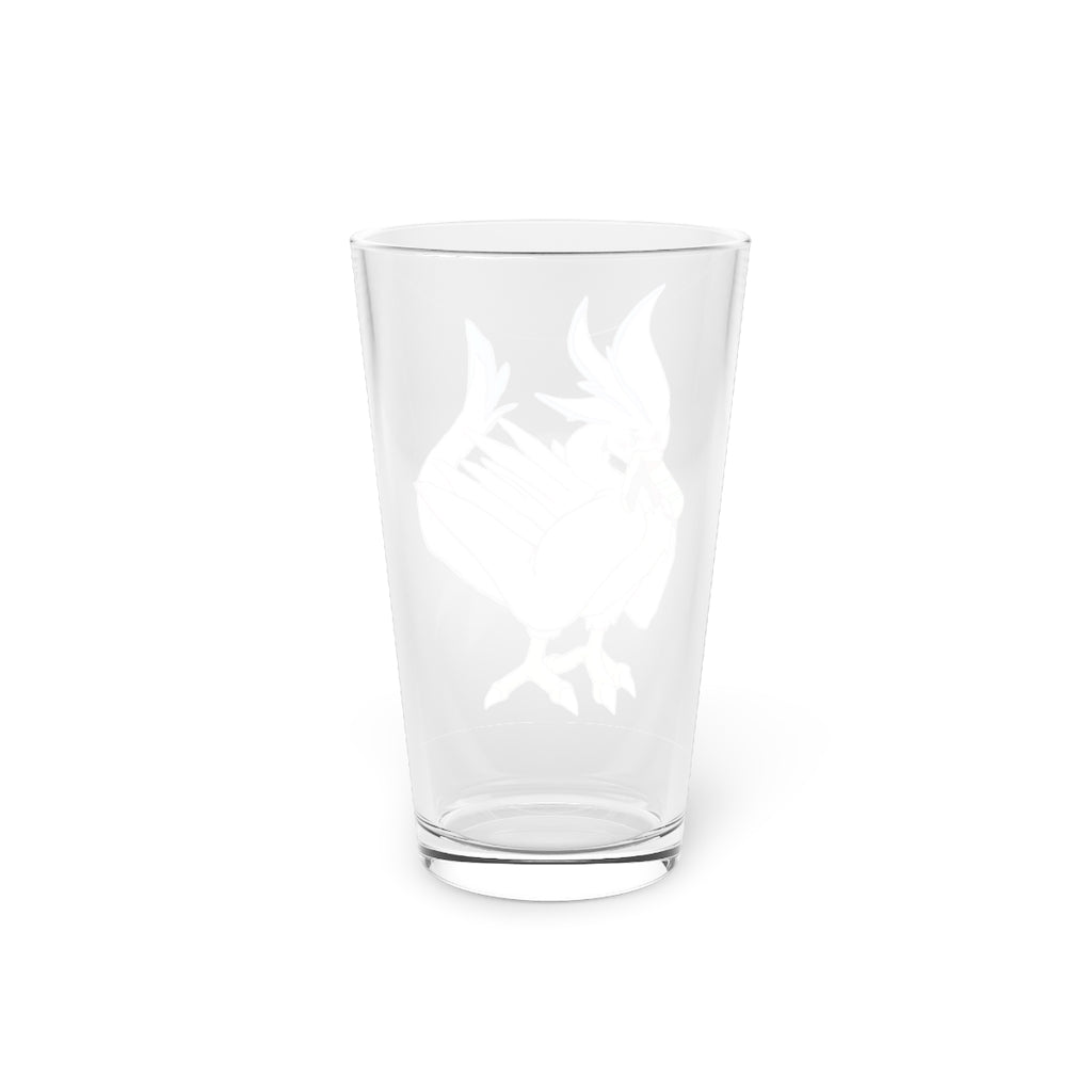 Flaremyu Pint Glass, 16oz, clear glass with custom printed design, perfect for beverages.