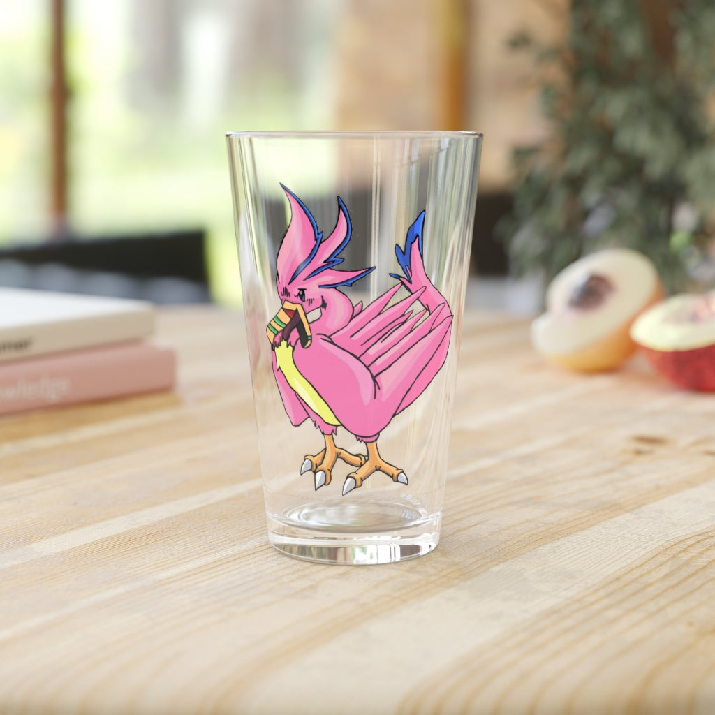 Flaremyu Pint Glass, 16oz, clear glass with custom printed design, perfect for beverages.