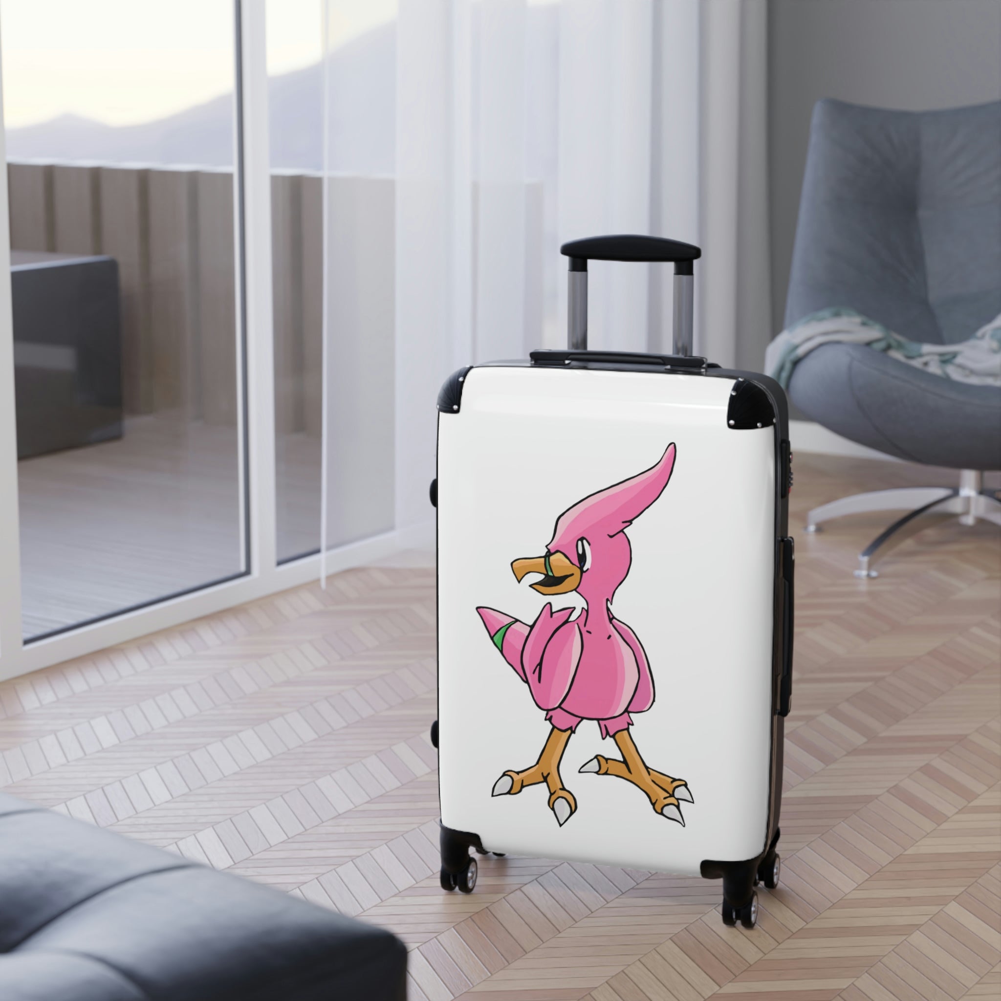 Flaryu Cabin Suitcase featuring a personalized design, lightweight polycarbonate shell, and adjustable handle.