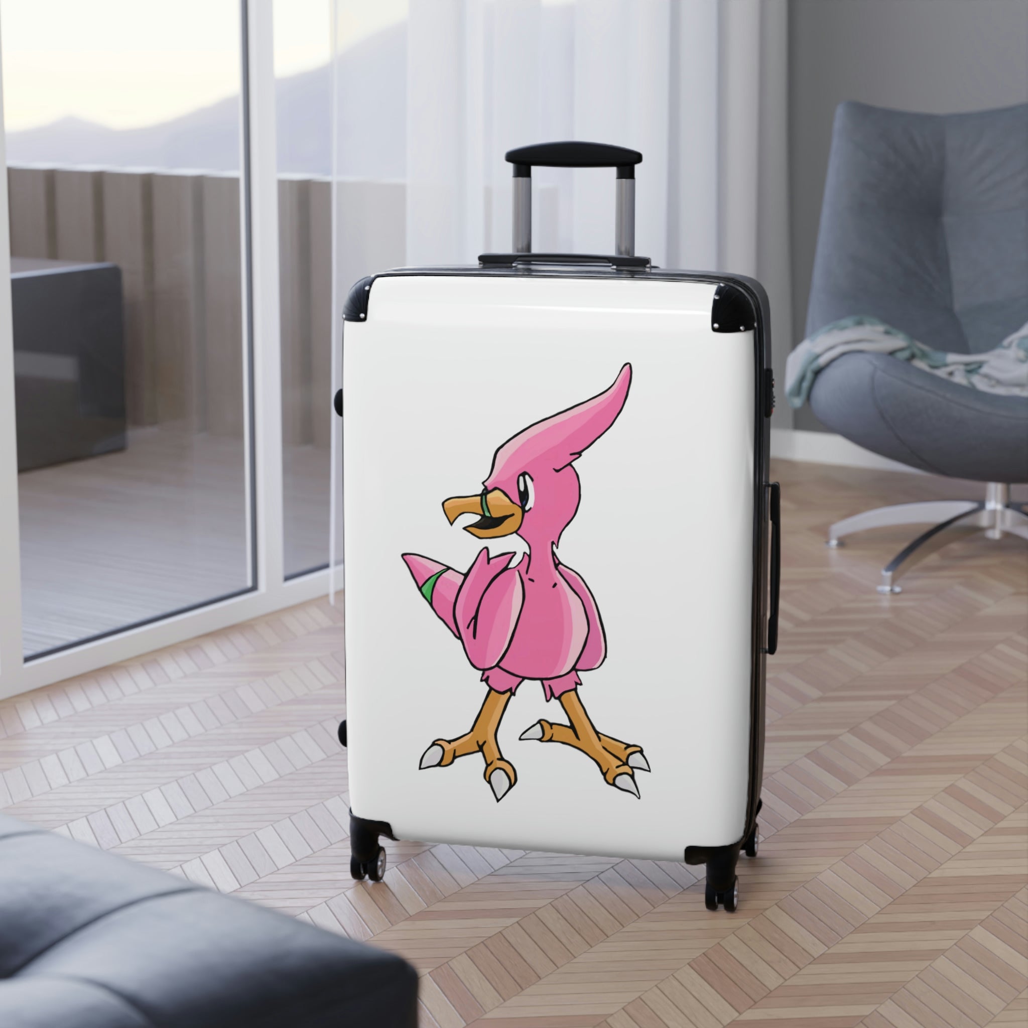 Flaryu Cabin Suitcase featuring a personalized design, lightweight polycarbonate shell, and adjustable handle.