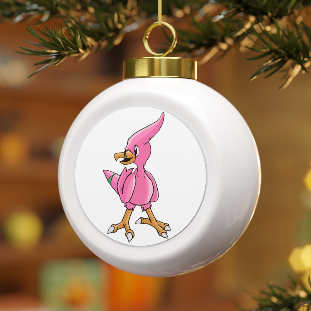 Flaryu Christmas Ball Ornament with glossy finish and gold ribbon, featuring a vintage design and custom metal insert.