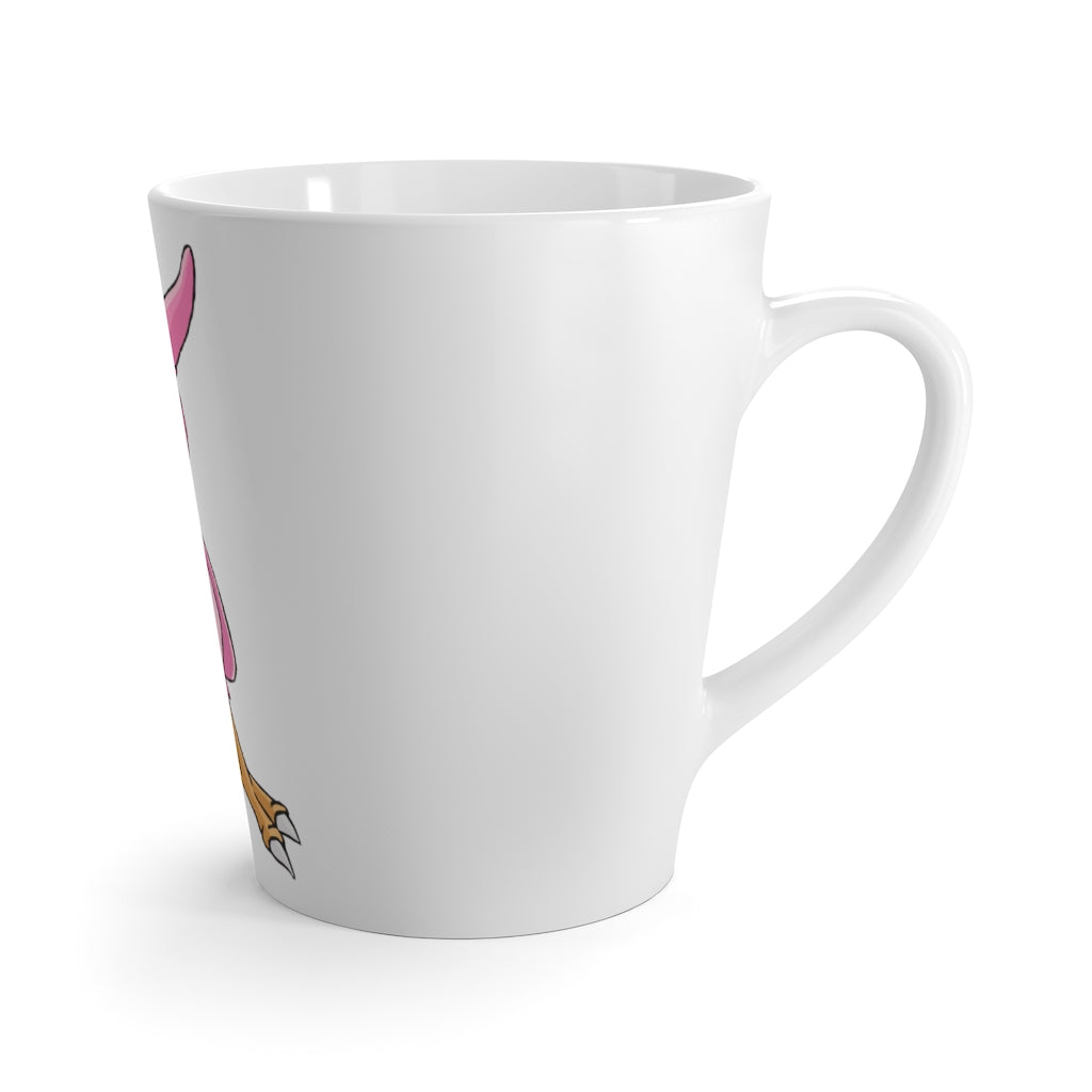 Flaryu Latte Mug in white ceramic with rounded corners and C-handle, showcasing high-quality sublimation printing.