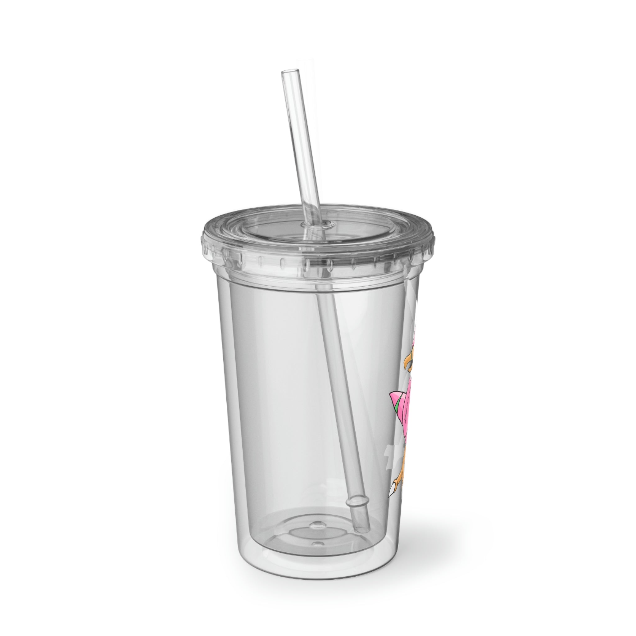 Flaryu Suave Acrylic Cup with vibrant custom design, double-wall insulation, and BPA-free lid and straw.