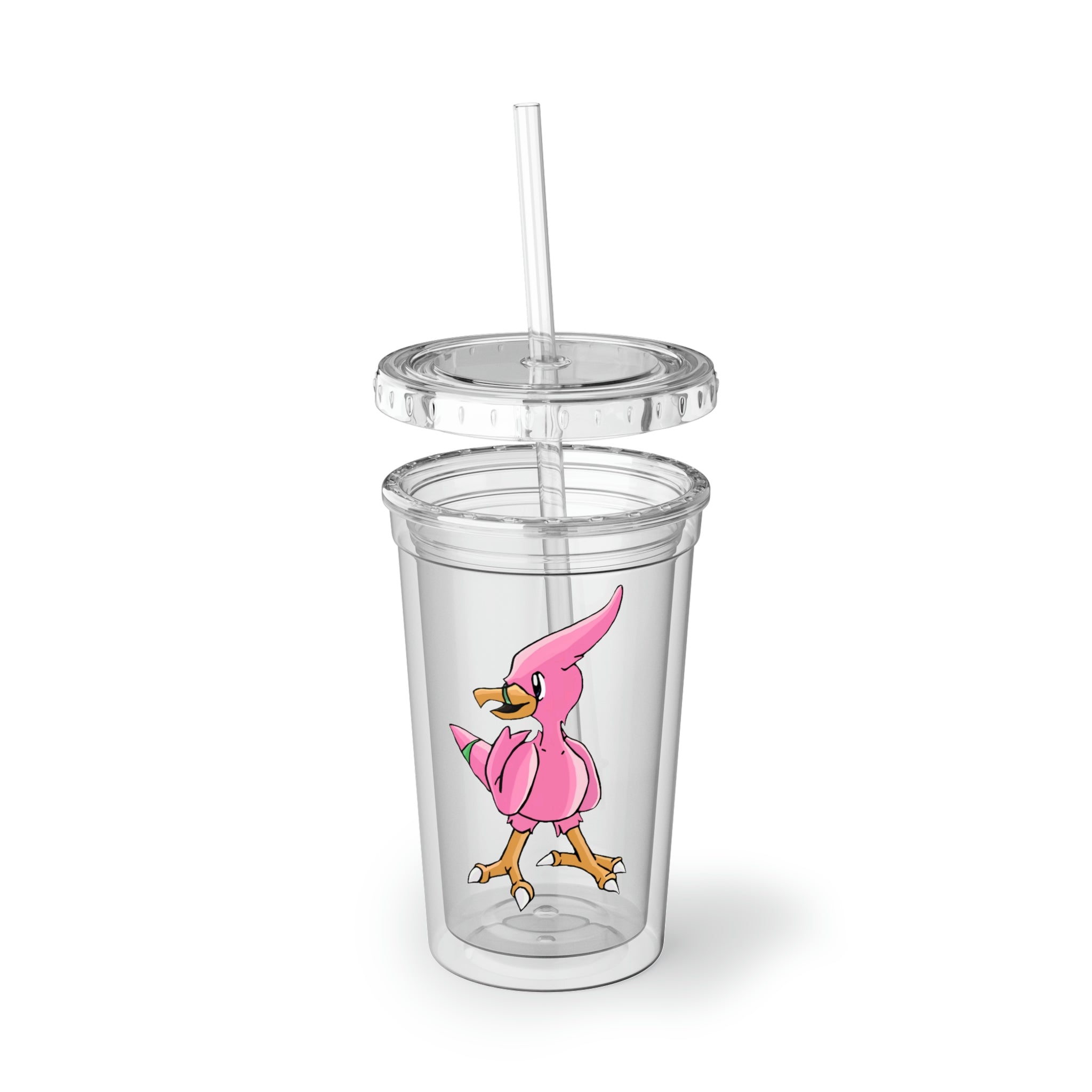 Flaryu Suave Acrylic Cup with vibrant custom design, double-wall insulation, and BPA-free lid and straw.