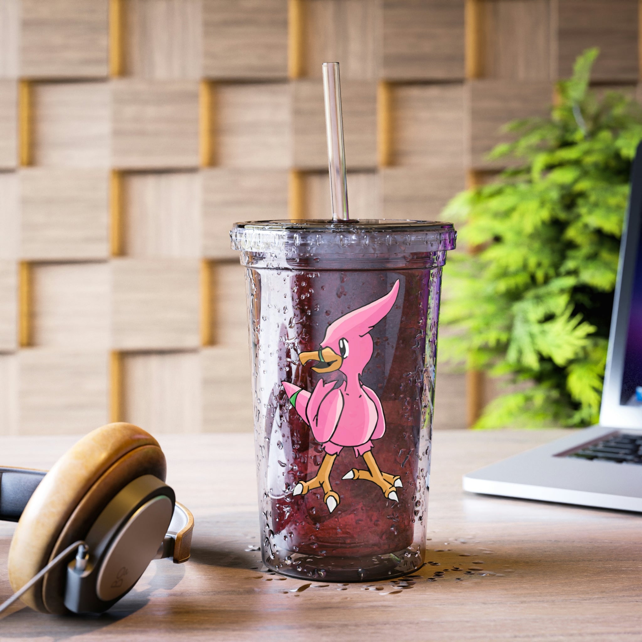 Flaryu Suave Acrylic Cup with vibrant custom design, double-wall insulation, and BPA-free lid and straw.