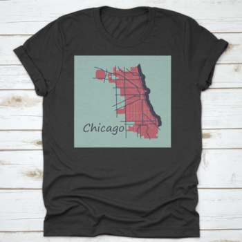 Flat Map Guide of Chicago City, Illinois, showcasing roads and travel information, made from high-quality cotton.