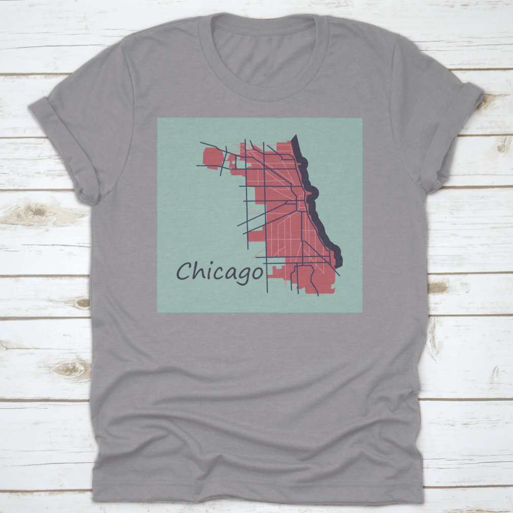 Flat Map Guide of Chicago City, Illinois, showcasing roads and travel information, made from high-quality cotton.