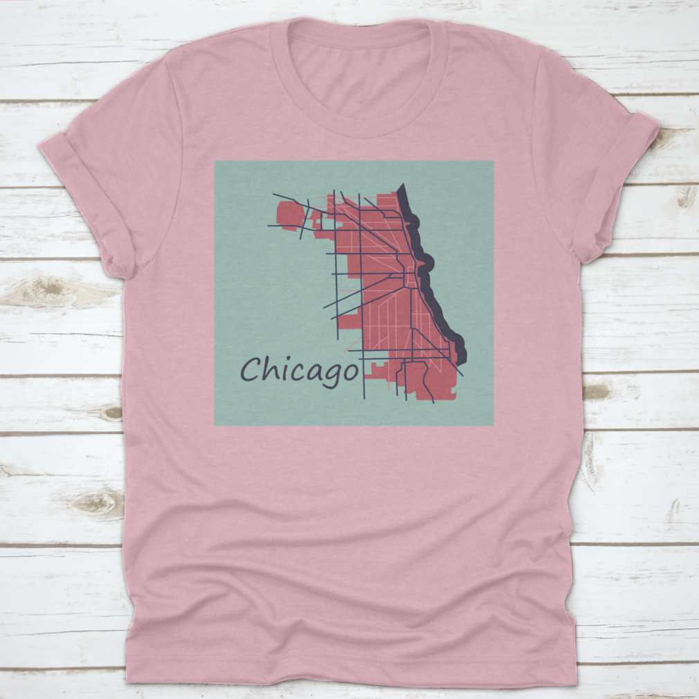 Flat Map Guide of Chicago City, Illinois, showcasing roads and travel information, made from high-quality cotton.