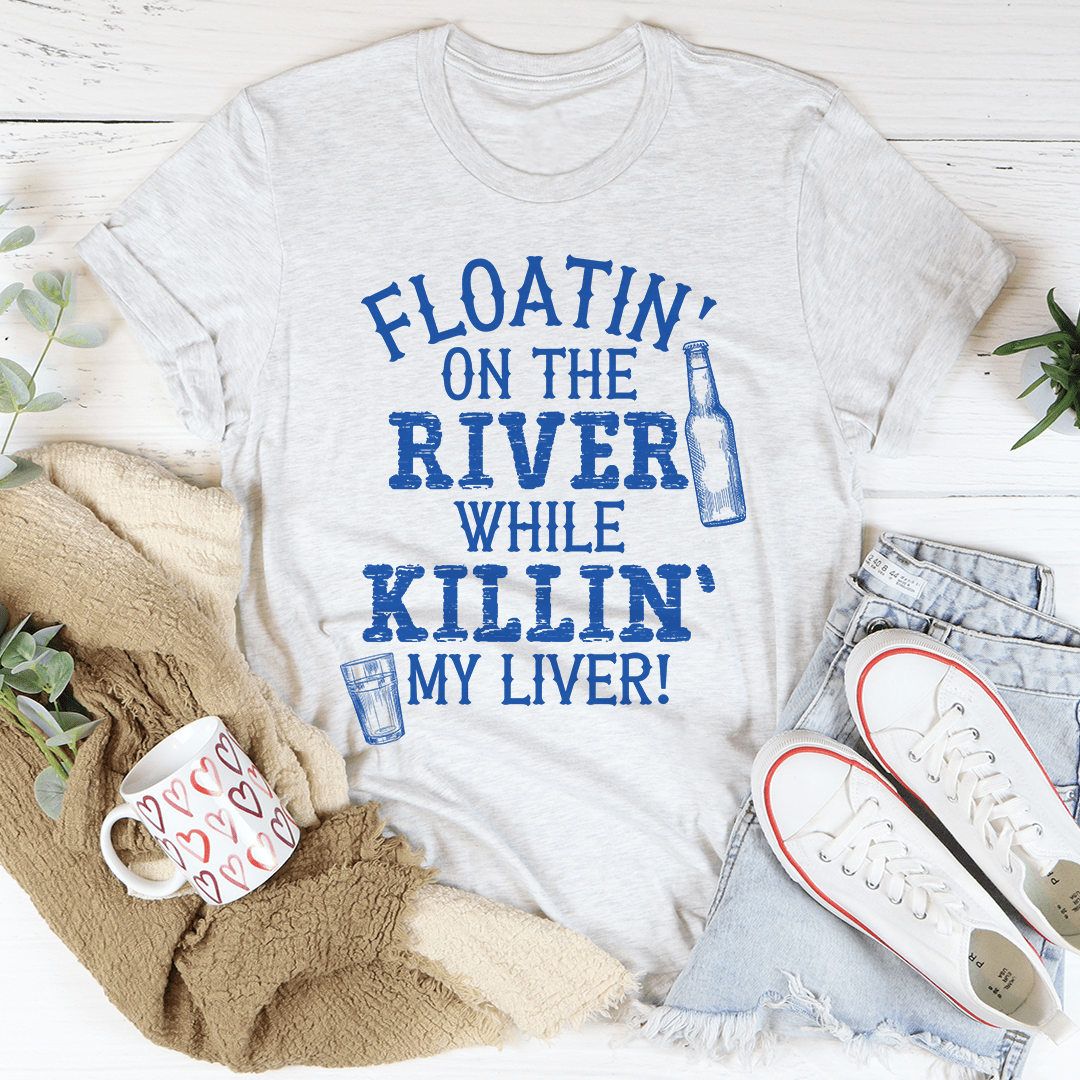 Floatin' On The River T-Shirt made from soft ring-spun cotton, featuring double stitching for durability.