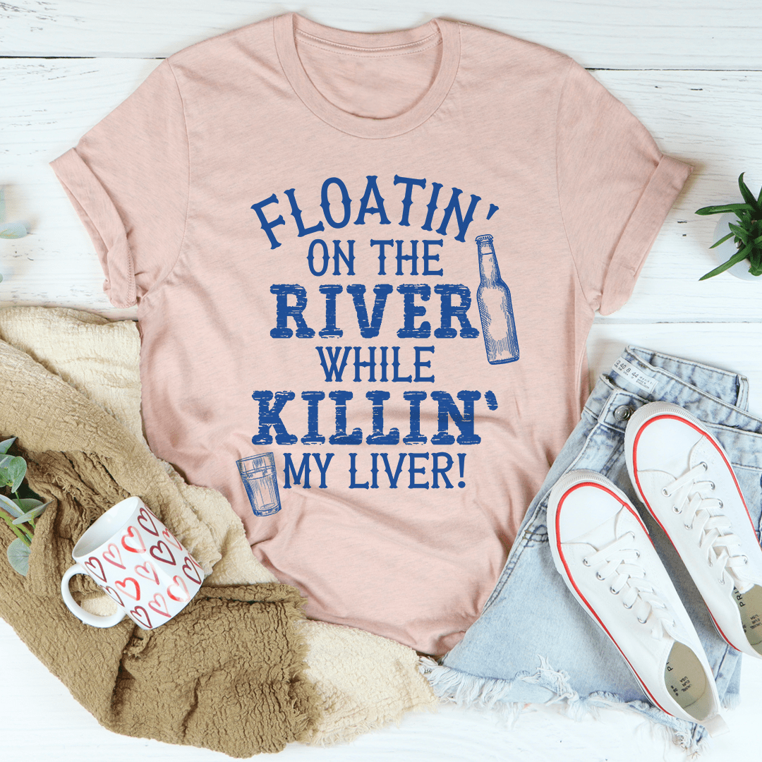 Floatin' On The River T-Shirt made from soft ring-spun cotton, featuring double stitching for durability.