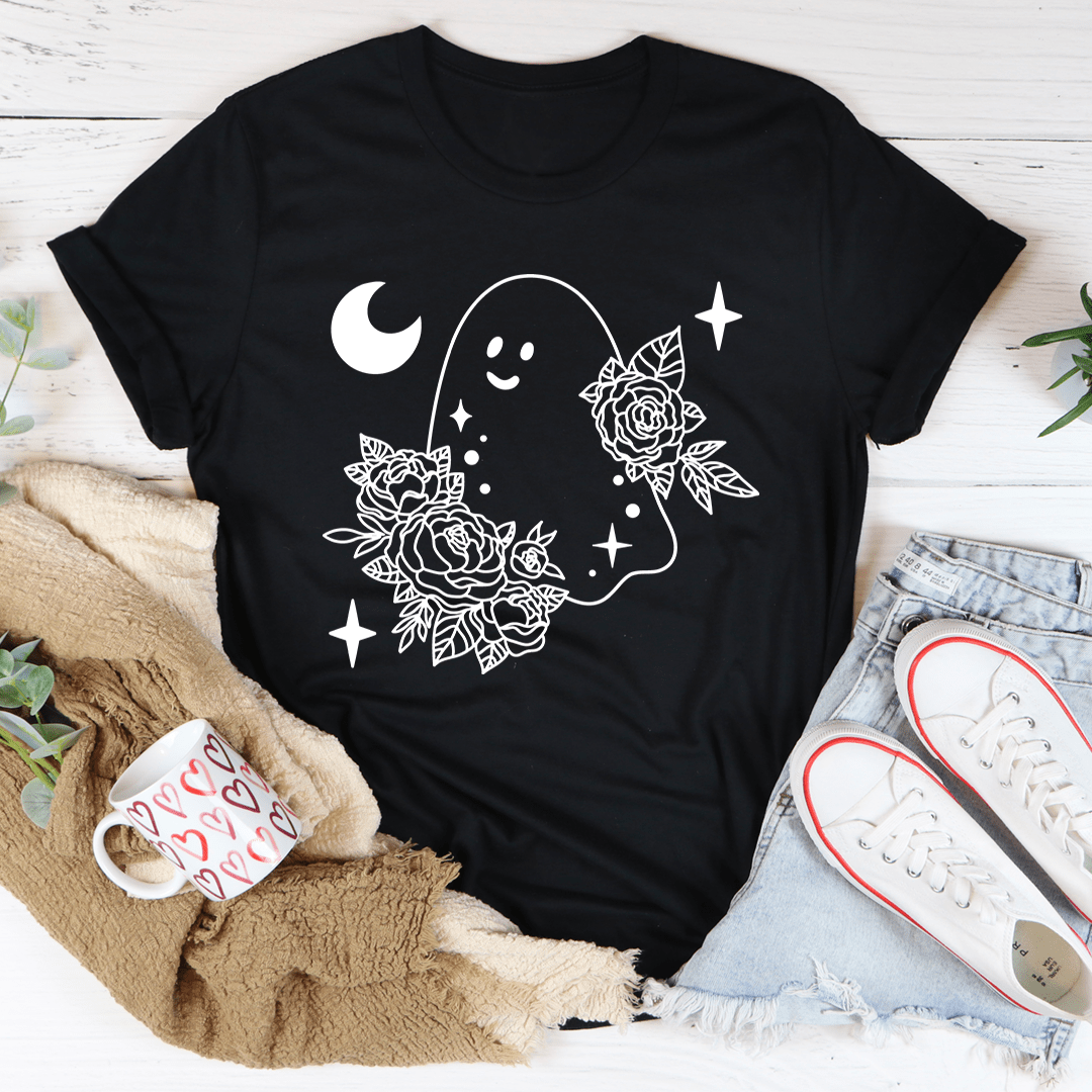 Floral Ghost T-Shirt featuring a unique floral design on a soft cotton fabric, perfect for casual wear.