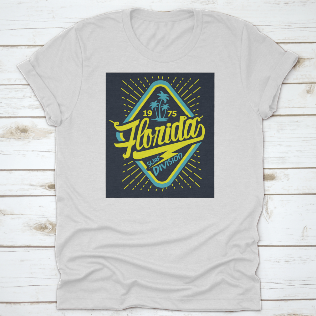 Florida Beach Typography T-Shirt featuring a unique graphic design, made from 100% cotton for comfort and durability.