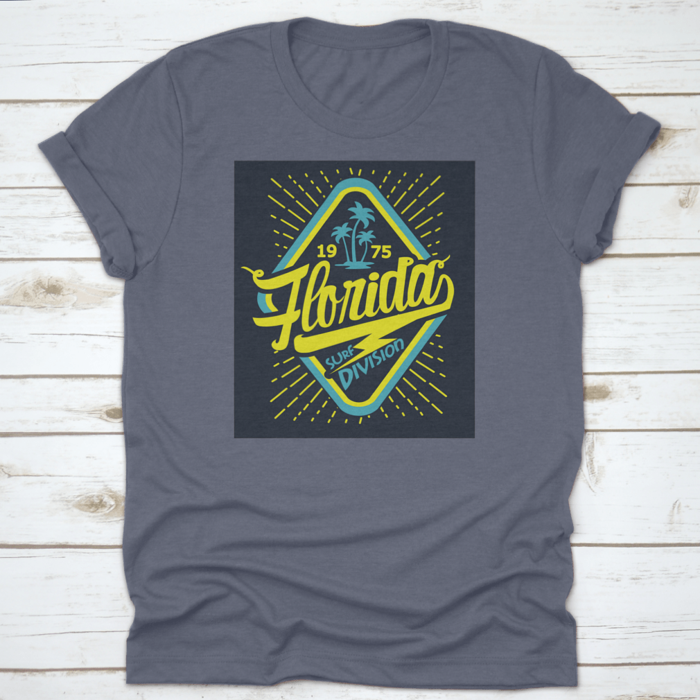 Florida Beach Typography T-Shirt featuring a unique graphic design, made from 100% cotton for comfort and durability.