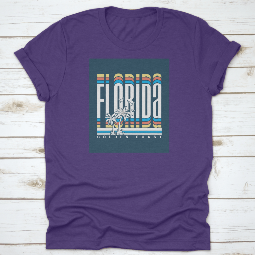 Florida Text T-Shirt featuring palm trees vector illustration, perfect for casual wear.