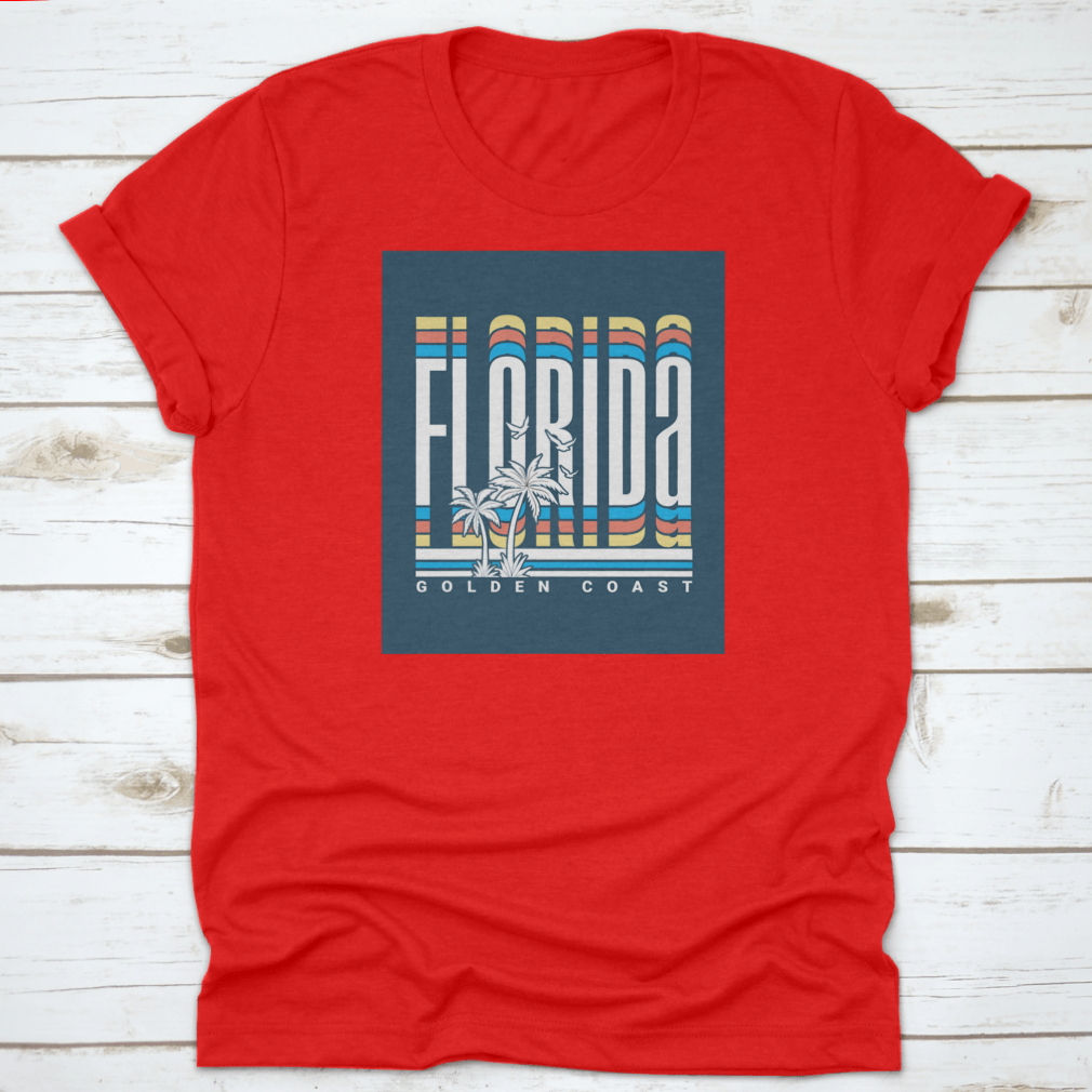 Florida Text T-Shirt featuring palm trees vector illustration, perfect for casual wear.