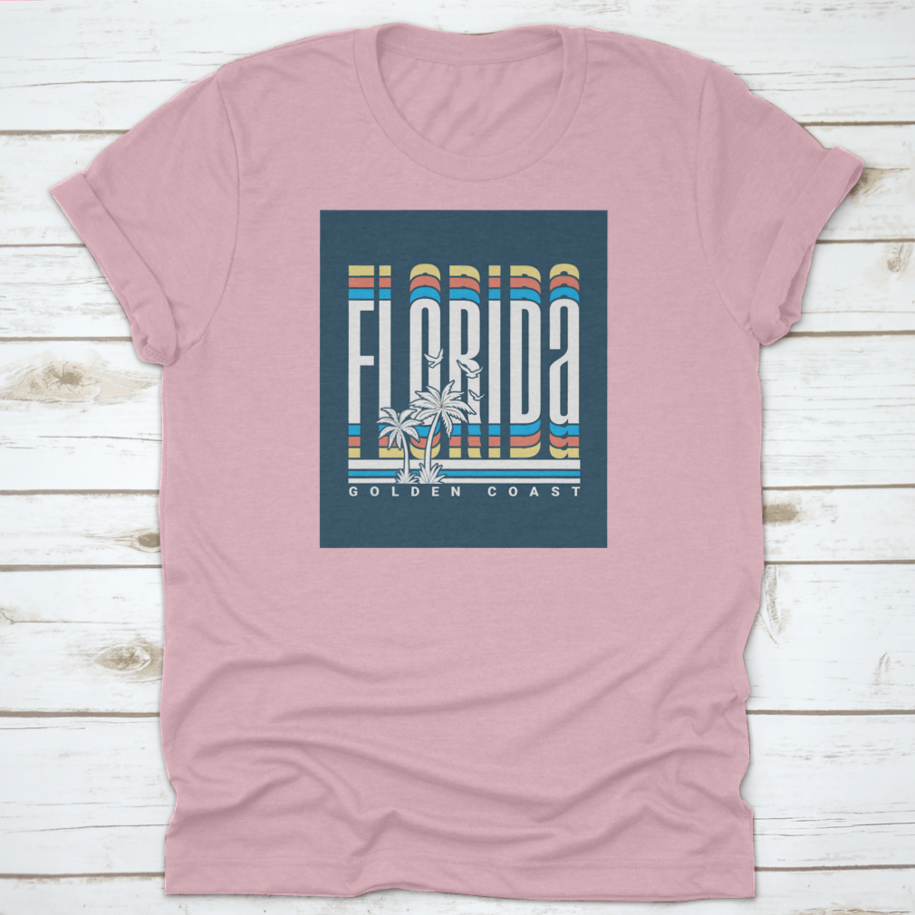 Florida Text T-Shirt featuring palm trees vector illustration, perfect for casual wear.