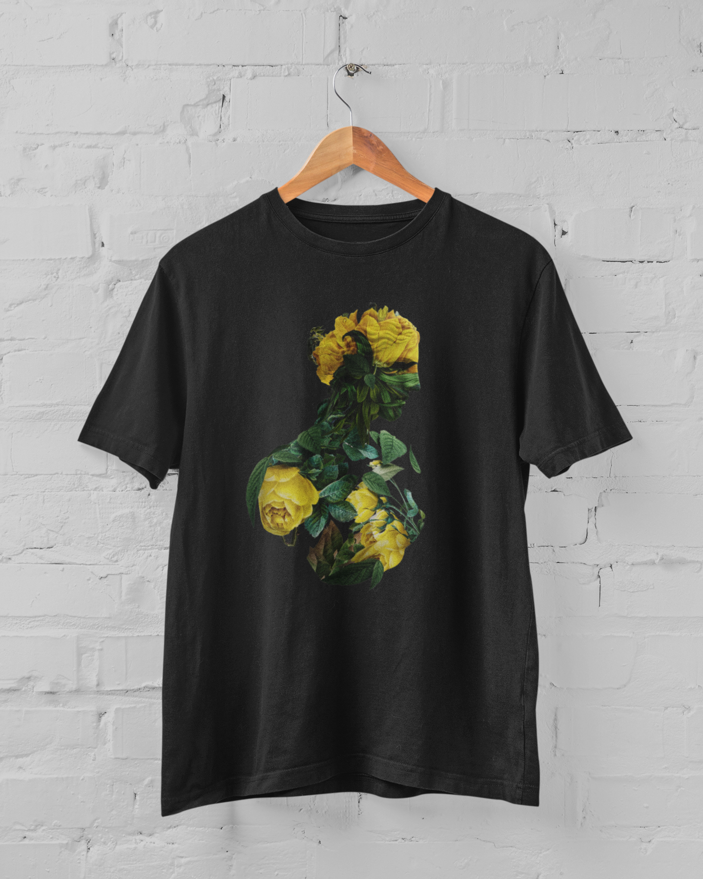 Flower Man unisex t-shirt in classic design, showcasing rolled-forward shoulders and fitted sleeves.