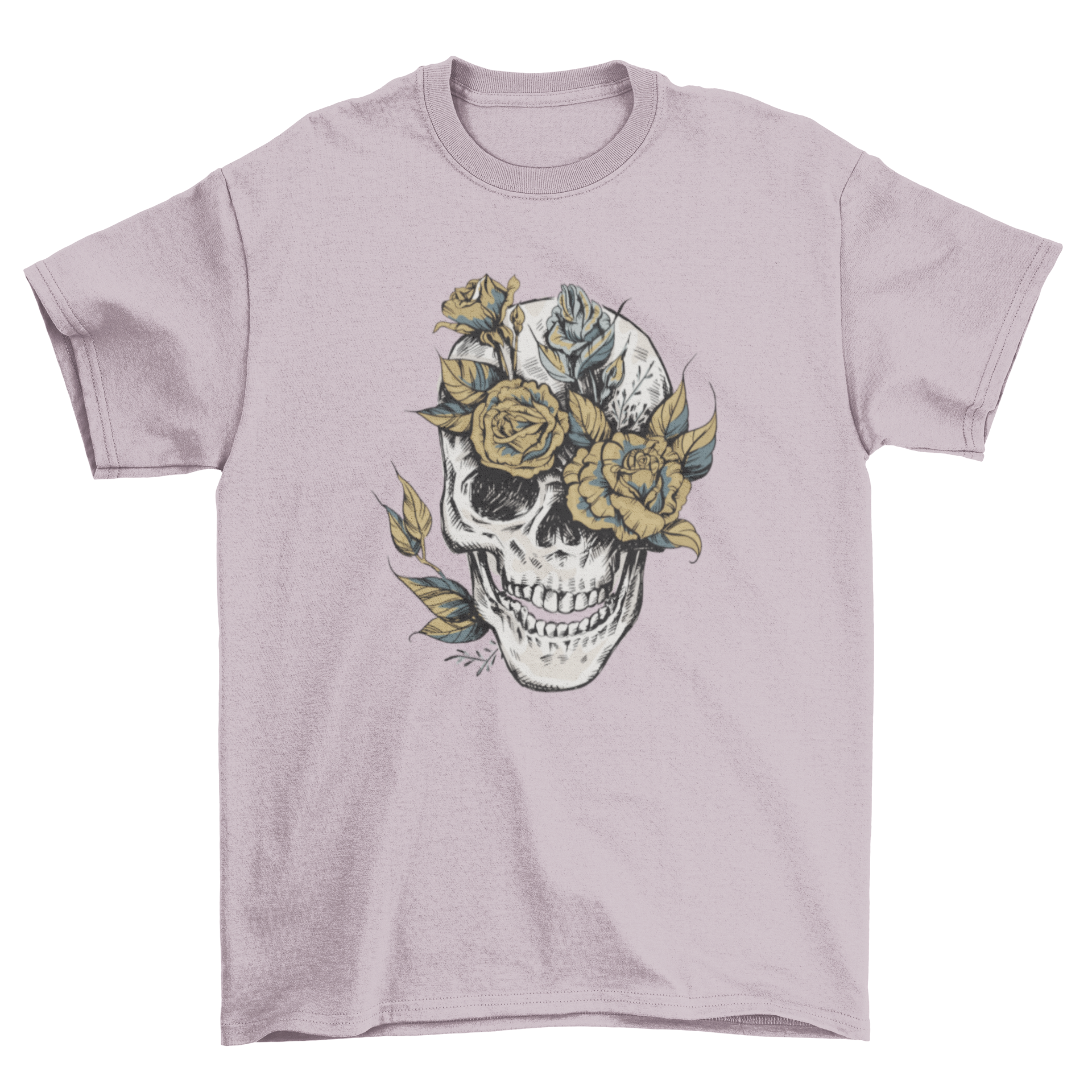 A stylish Flower Skull T-Shirt featuring a detailed floral skull illustration, perfect for edgy fashion enthusiasts.