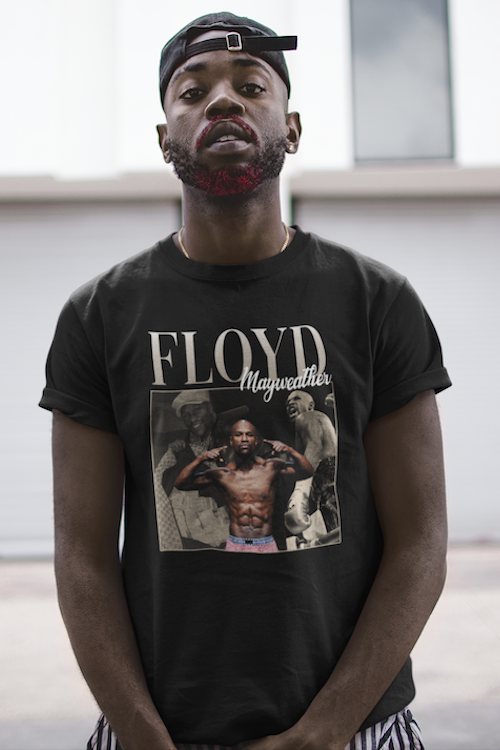 Floyd Mayweather 90s T-Shirt featuring bold graphics and a unisex design, made from soft ring-spun cotton.