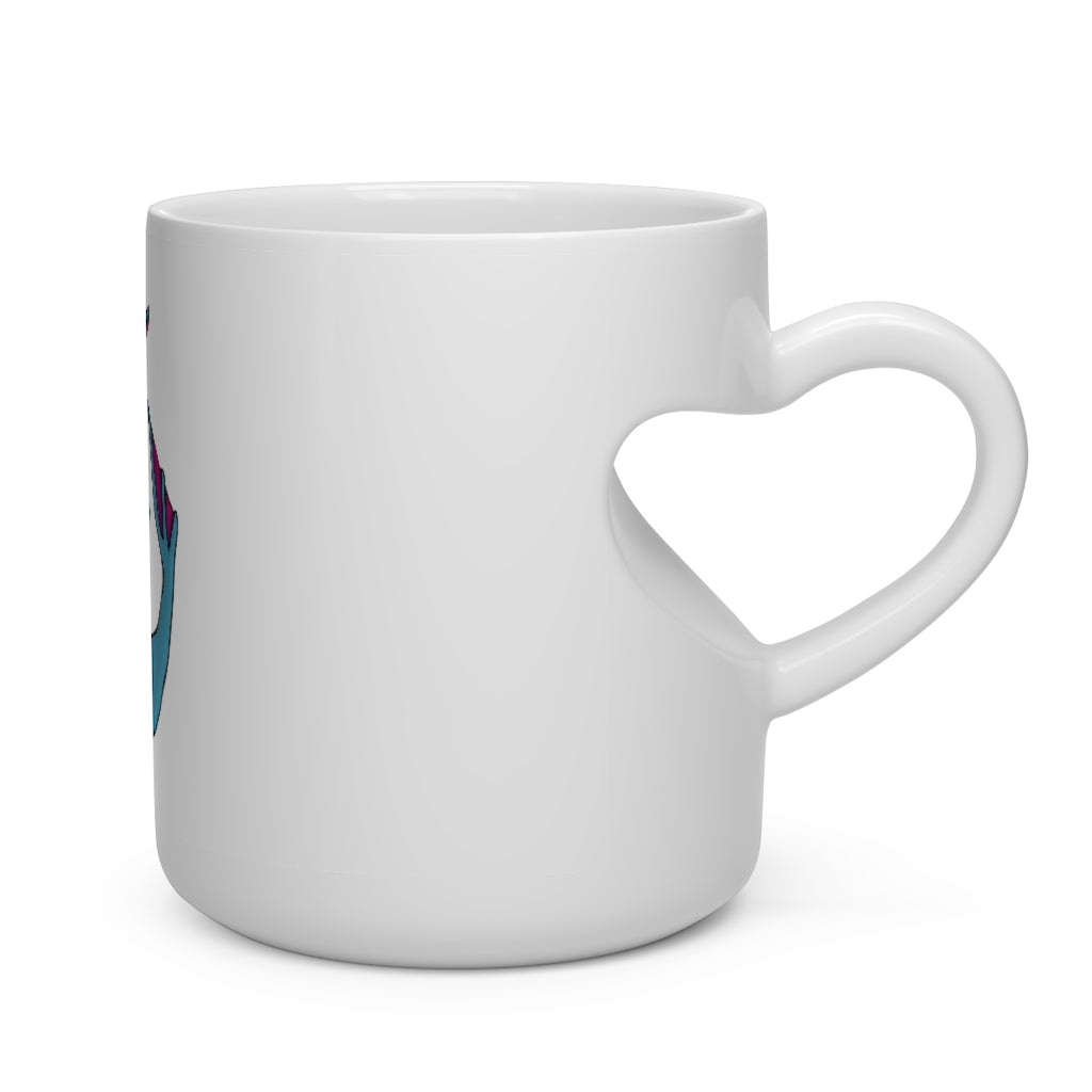 Flozo Heart Shape Mug, white ceramic with a heart-shaped handle, perfect for hot beverages.