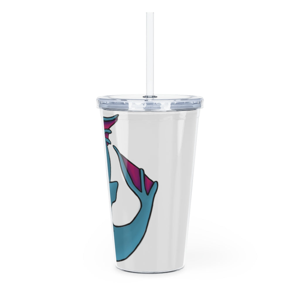 Flozo Plastic Tumbler with Straw, featuring a customizable design and double wall insulation, perfect for any beverage.