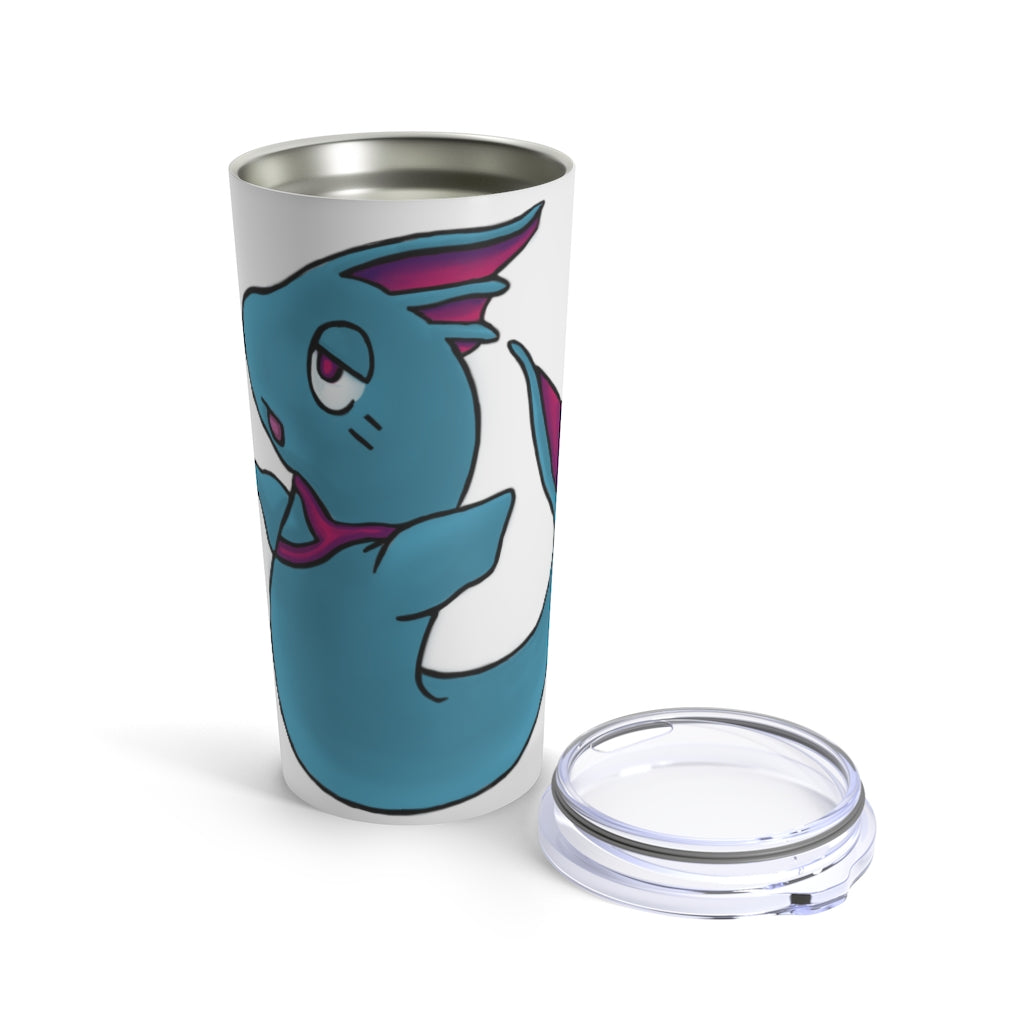 Flozo Tumbler 20oz in stainless steel with a see-thru plastic lid, showcasing its sleek design and rounded corners.