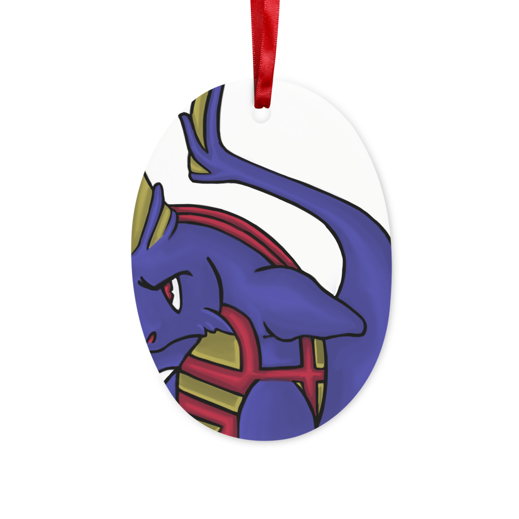 Flozor Ceramic Hanging Ornament with red ribbon and gold string, elegantly designed for Christmas decoration.