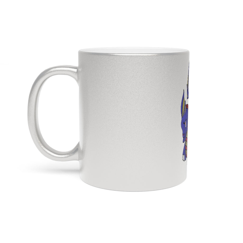 Flozor Metallic Mug in silver and gold finishes, showcasing personalized designs and a comfortable C-handle.