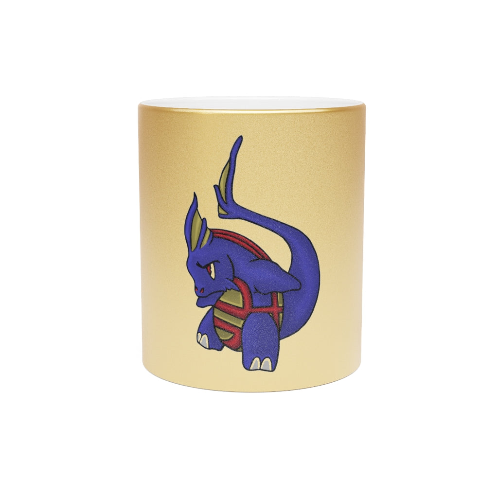 Flozor Metallic Mug in silver and gold finishes, showcasing personalized designs and a comfortable C-handle.