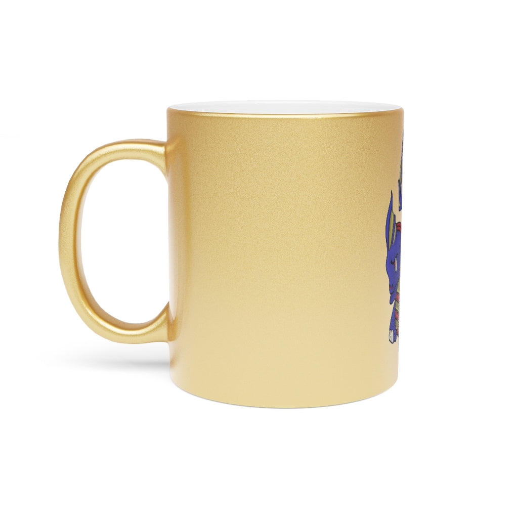 Flozor Metallic Mug in silver and gold finishes, showcasing personalized designs and a comfortable C-handle.