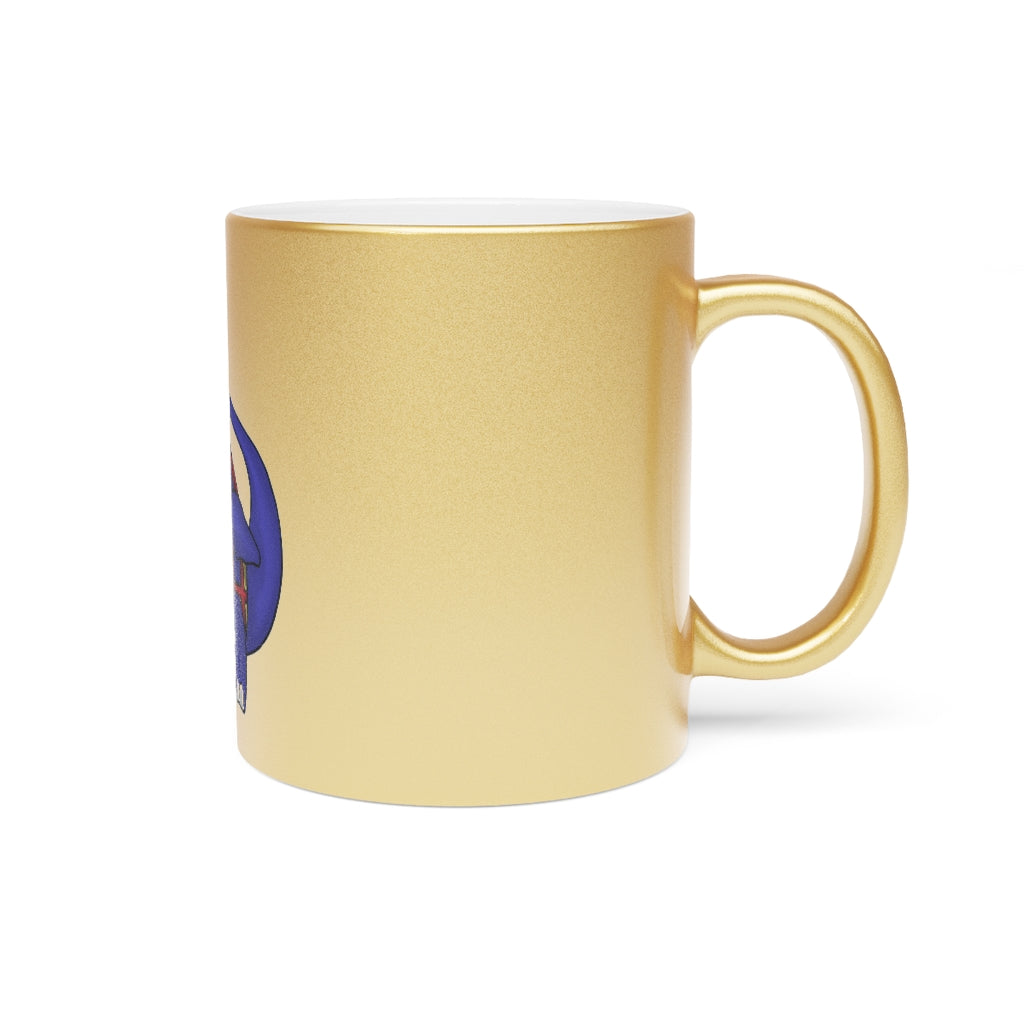 Flozor Metallic Mug in silver and gold finishes, showcasing personalized designs and a comfortable C-handle.