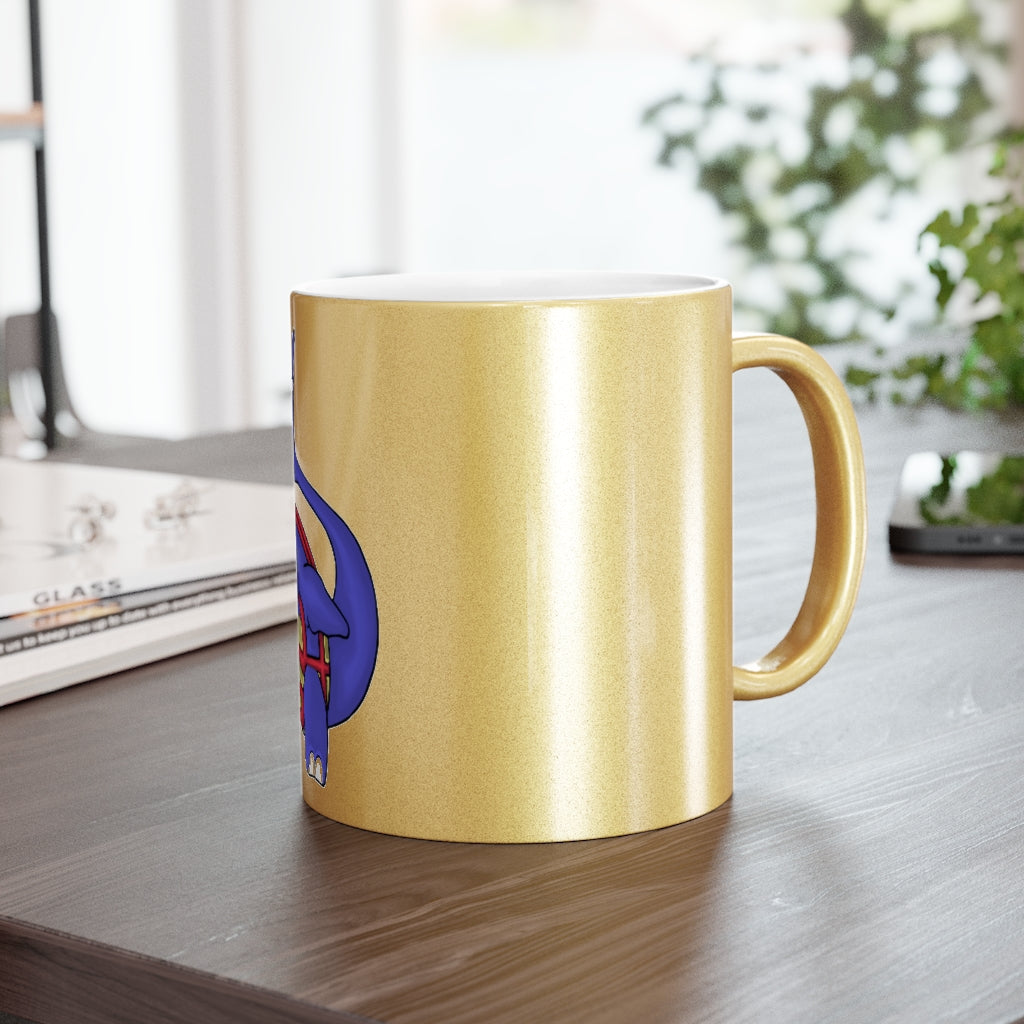 Flozor Metallic Mug in silver and gold finishes, showcasing personalized designs and a comfortable C-handle.