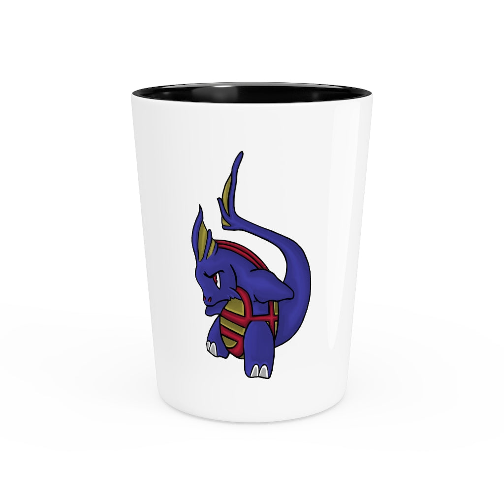 Personalized Flozor Shot Glass with white ceramic and customizable design, available in white or black interior.