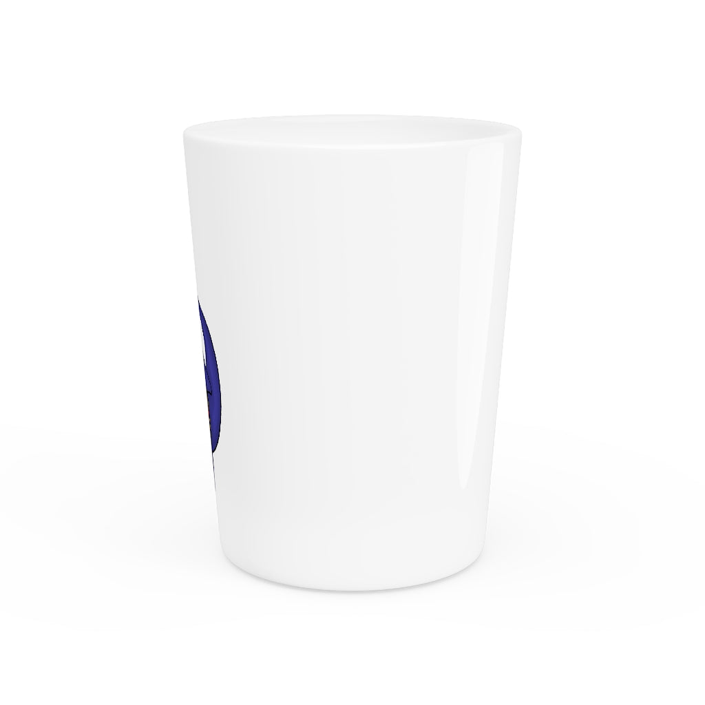 Personalized Flozor Shot Glass with white ceramic and customizable design, available in white or black interior.