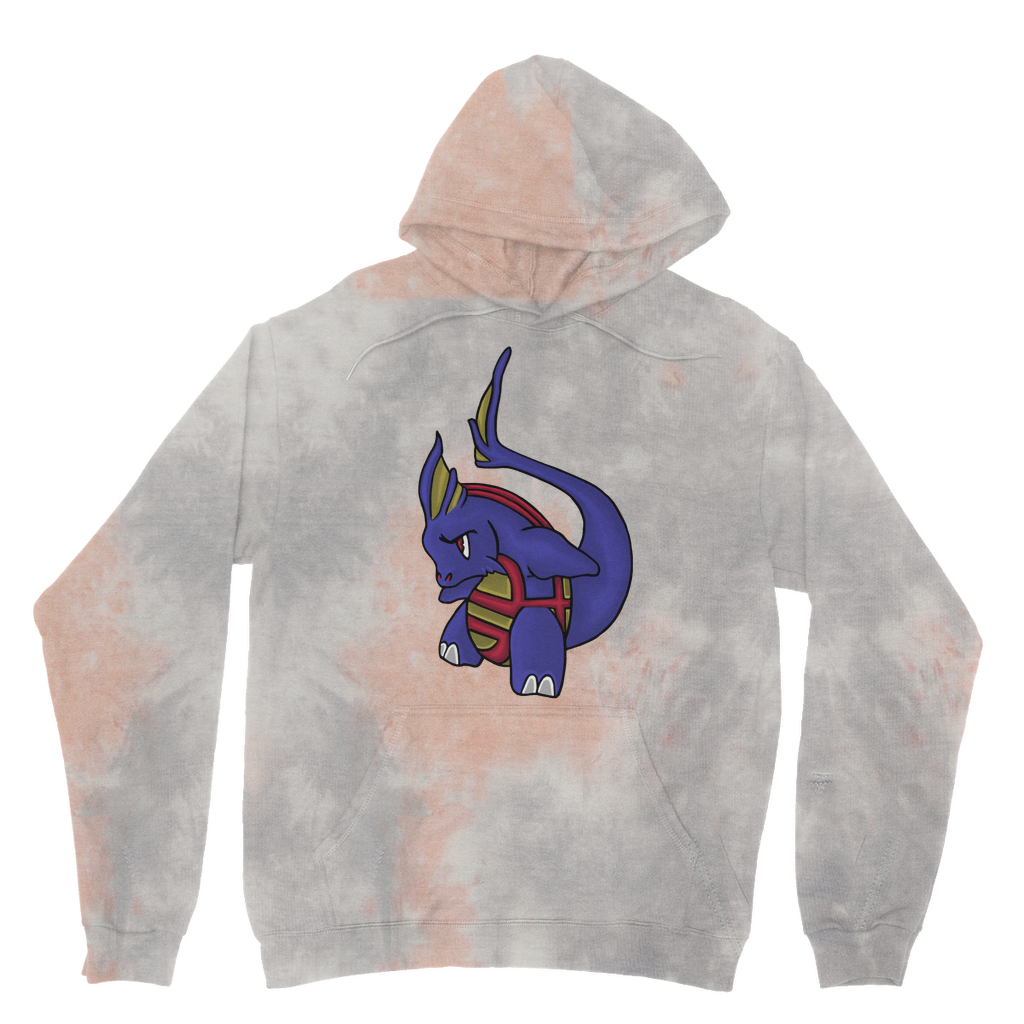 Flozor Tie Dye Hoodie featuring a unique tie dye pattern, brushed back fleece, double fabric hood, and kangaroo pouch pocket.