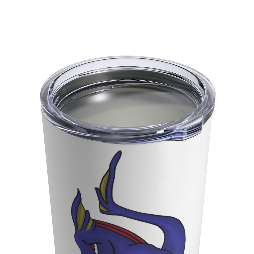 Flozor Tumbler 10oz in stainless steel with a see-thru plastic lid, showcasing its sleek design and rounded corners.