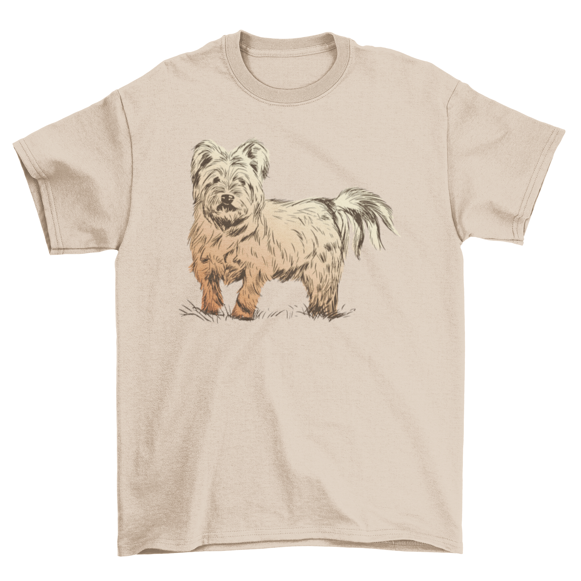 A fluffy dog t-shirt featuring a cute fluffy dog design, perfect for stylish pets.