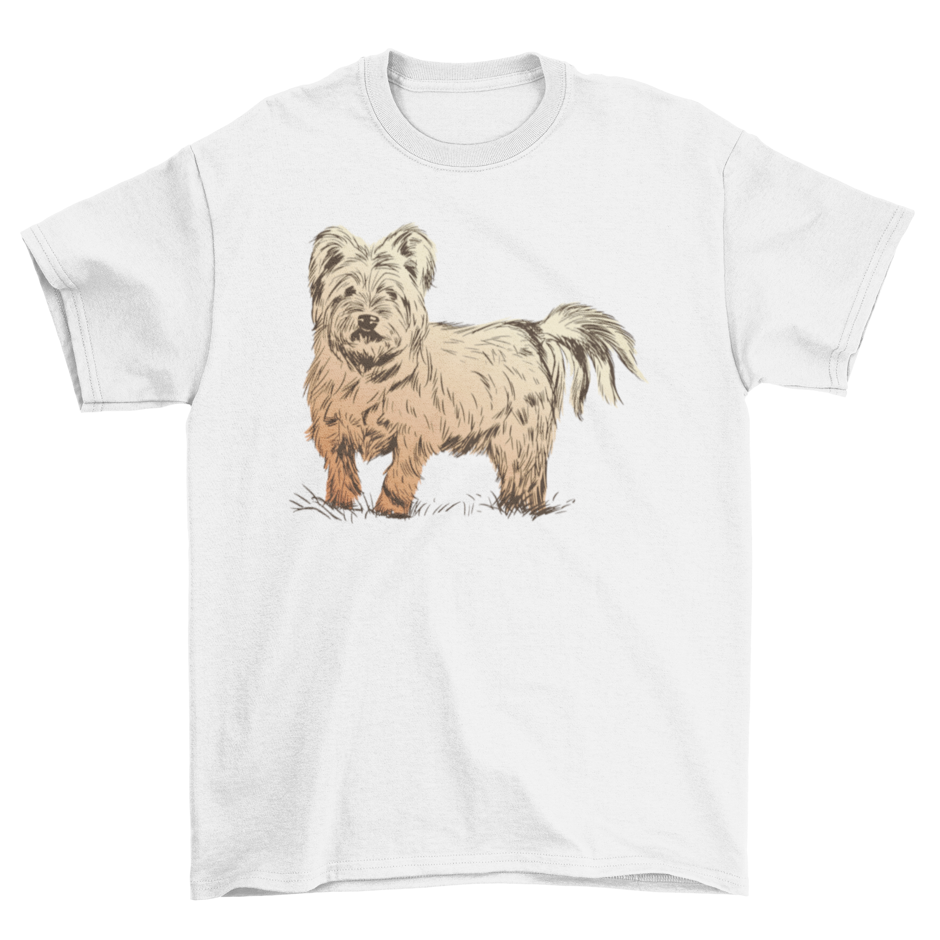 A fluffy dog t-shirt featuring a cute fluffy dog design, perfect for stylish pets.