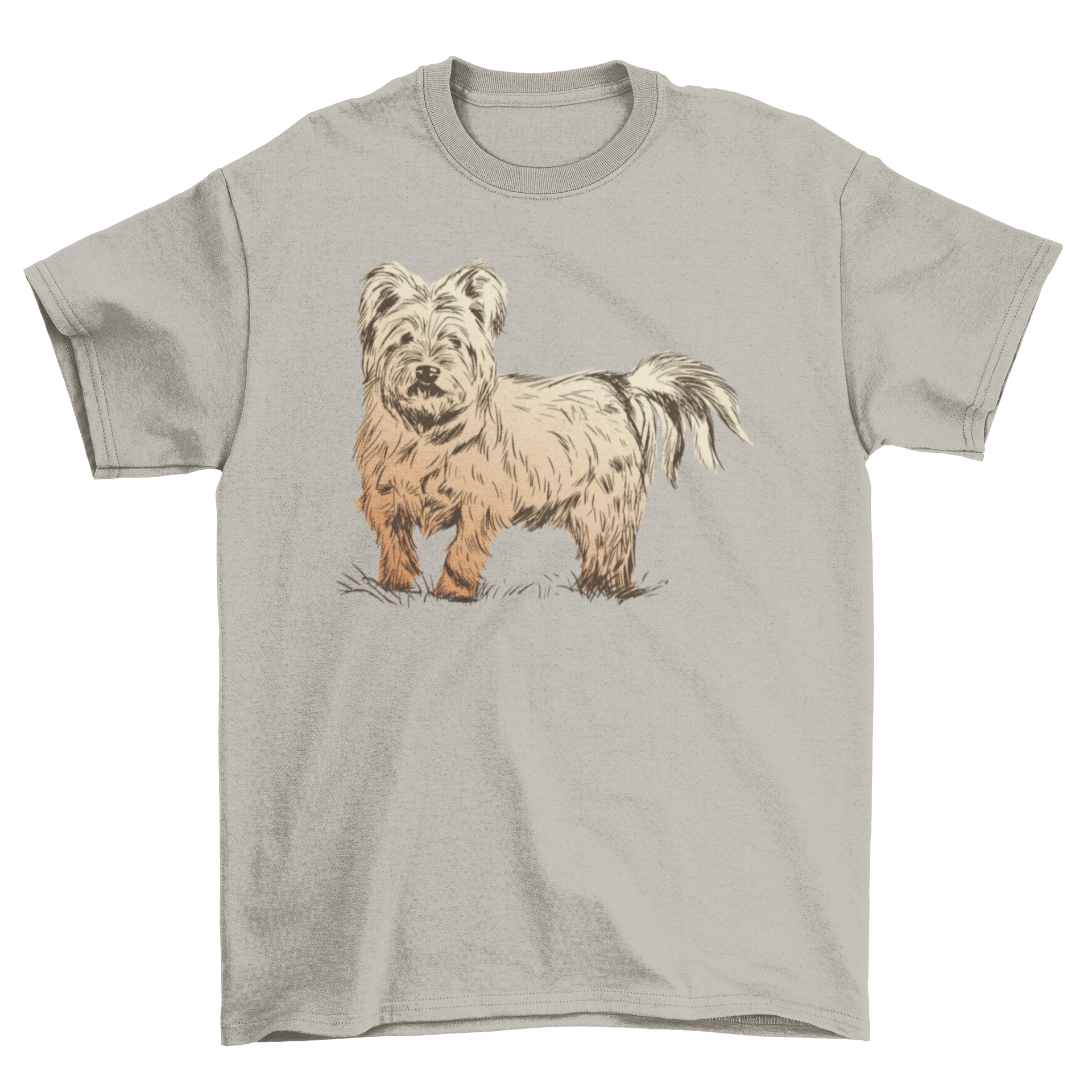 A fluffy dog t-shirt featuring a cute fluffy dog design, perfect for stylish pets.