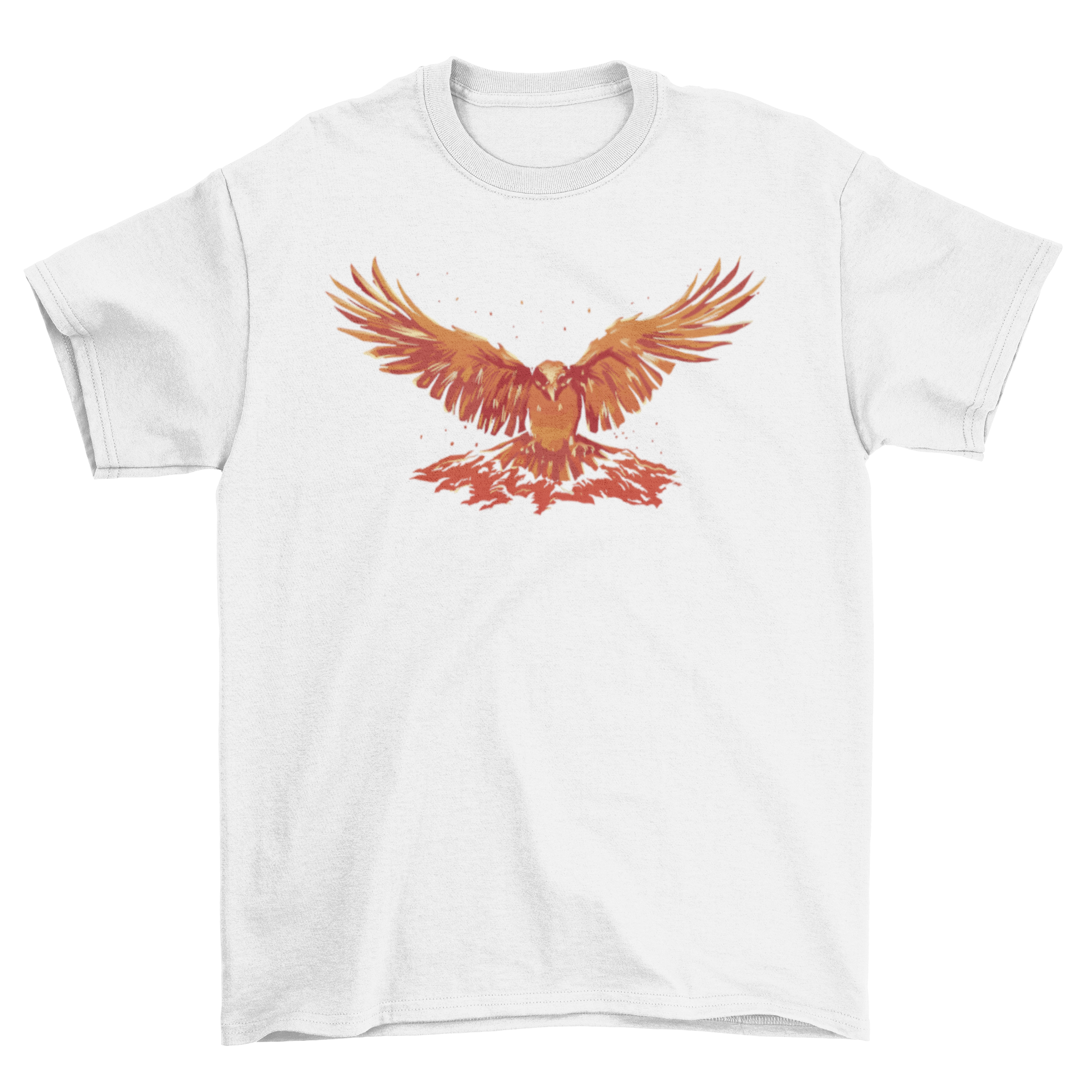 A stylish t-shirt featuring a vibrant flying phoenix design, symbolizing rebirth and strength, perfect for casual wear.