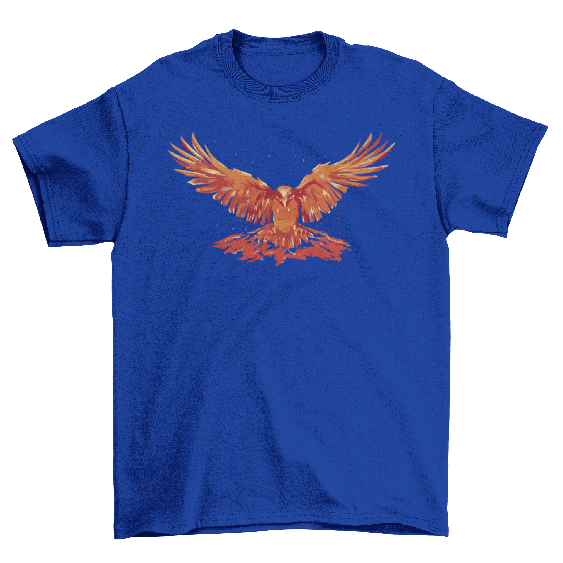 A stylish t-shirt featuring a vibrant flying phoenix design, symbolizing rebirth and strength, perfect for casual wear.