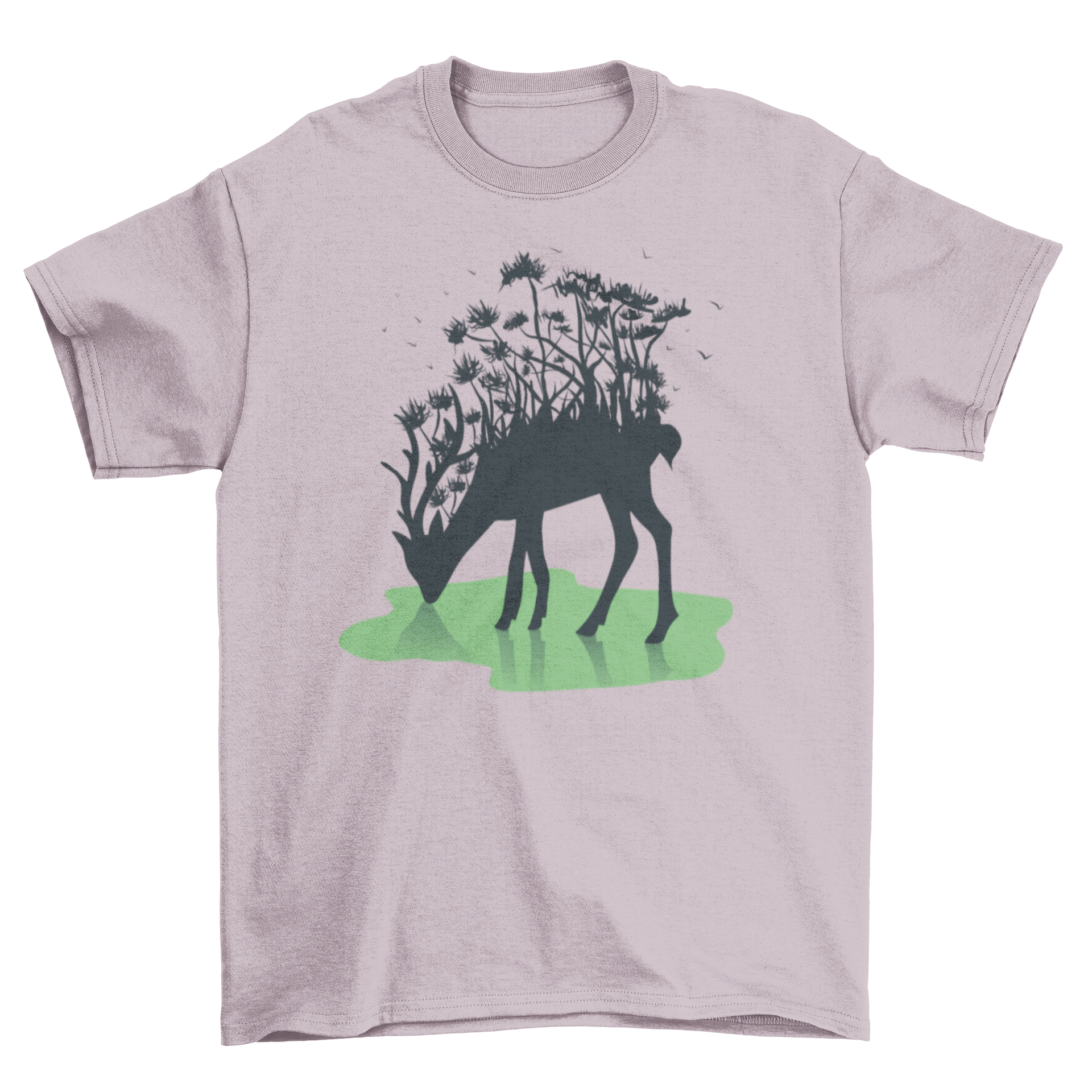 Forest Deer Silhouette T-shirt featuring a deer with a forest design growing from its back, showcasing nature-inspired art.