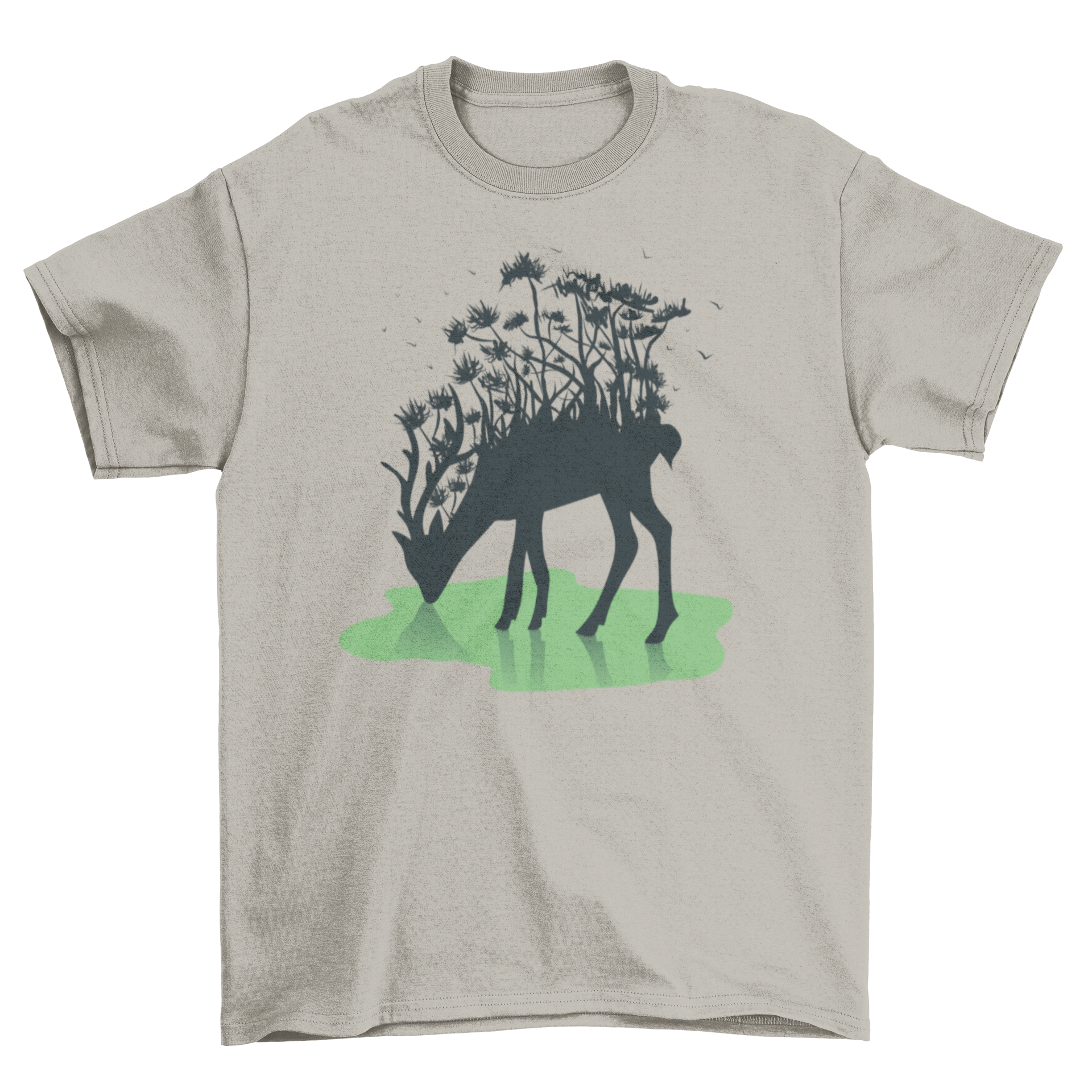 Forest Deer Silhouette T-shirt featuring a deer with a forest design growing from its back, showcasing nature-inspired art.