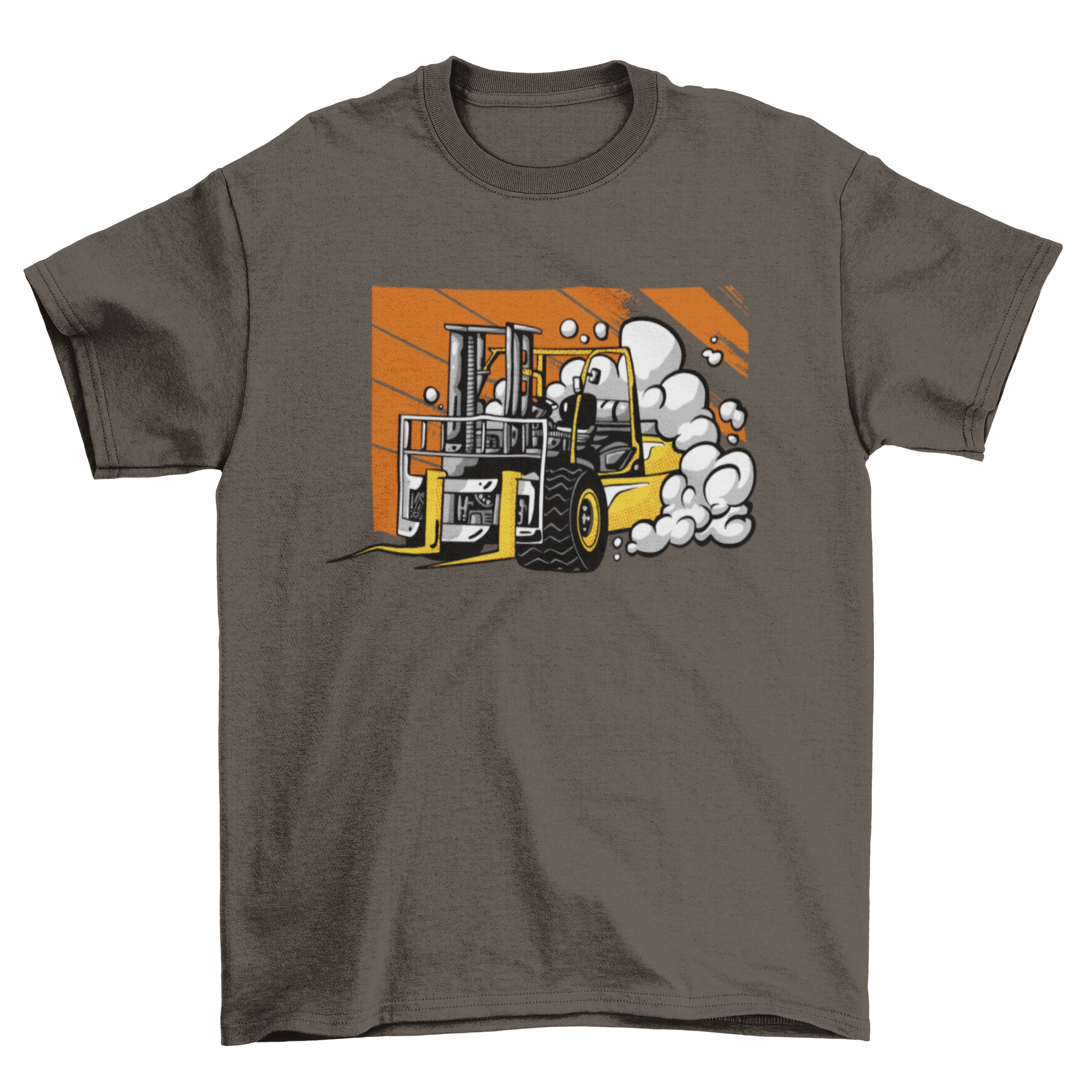 A stylish t-shirt featuring a detailed illustration of a forklift truck, perfect for enthusiasts and casual wear.