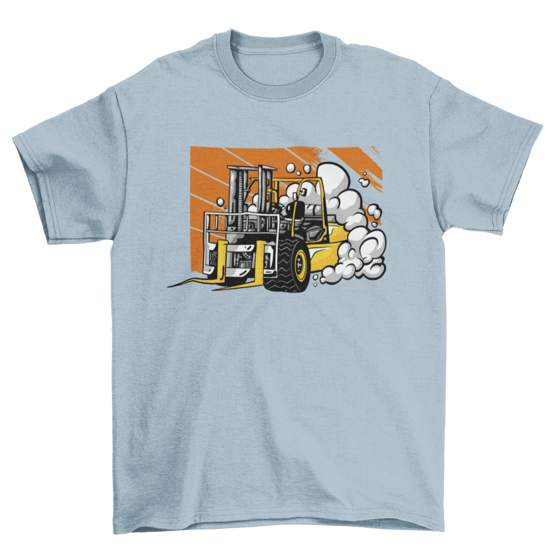 A stylish t-shirt featuring a detailed illustration of a forklift truck, perfect for enthusiasts and casual wear.