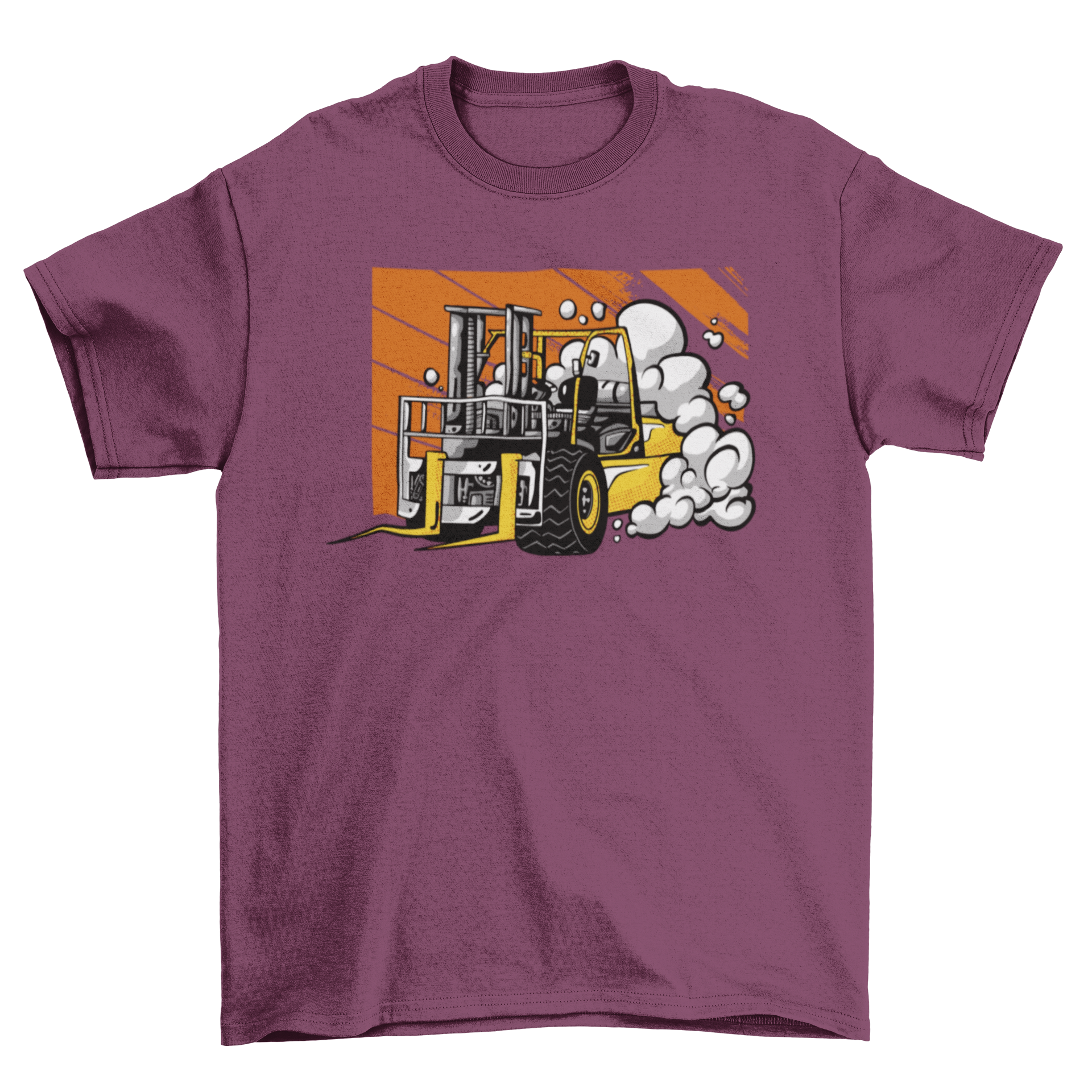 A stylish t-shirt featuring a detailed illustration of a forklift truck, perfect for enthusiasts and casual wear.