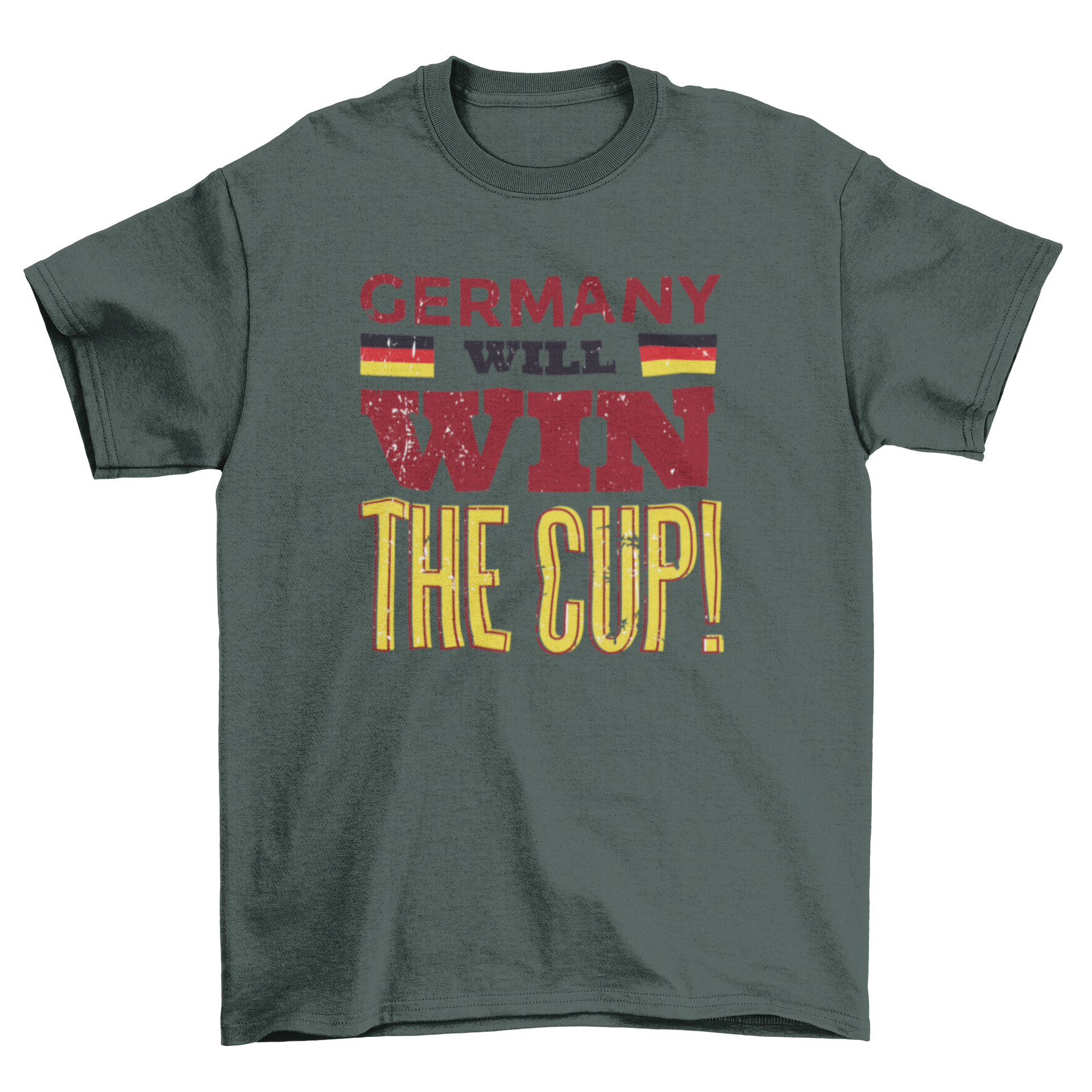 Football Fans German Flag t-shirt featuring the quote 'Germany will win the cup' with two German flags.